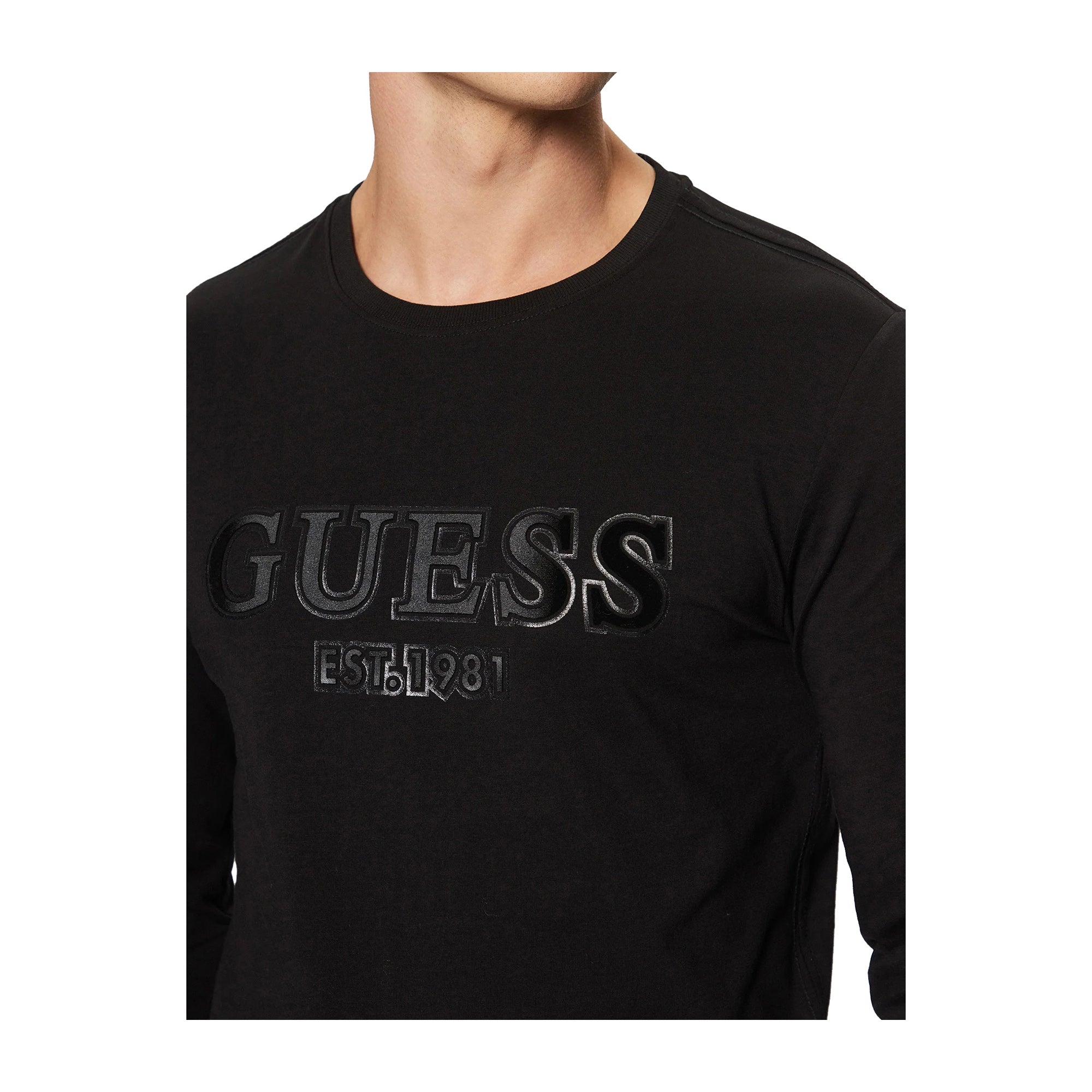 Guess Maglia a maniche lunghe con logo sur ton Nero
