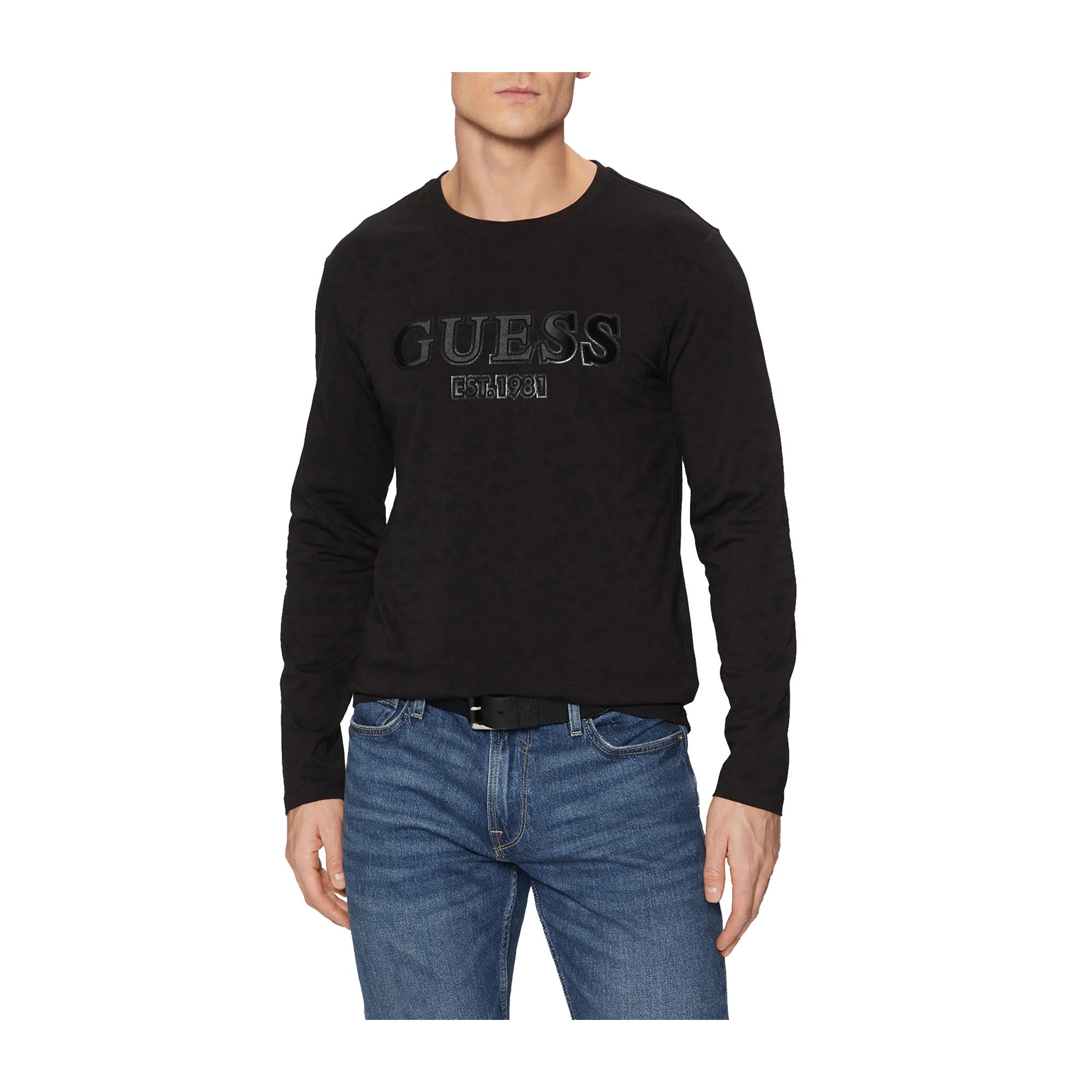 Guess Maglia a maniche lunghe con logo sur ton Nero