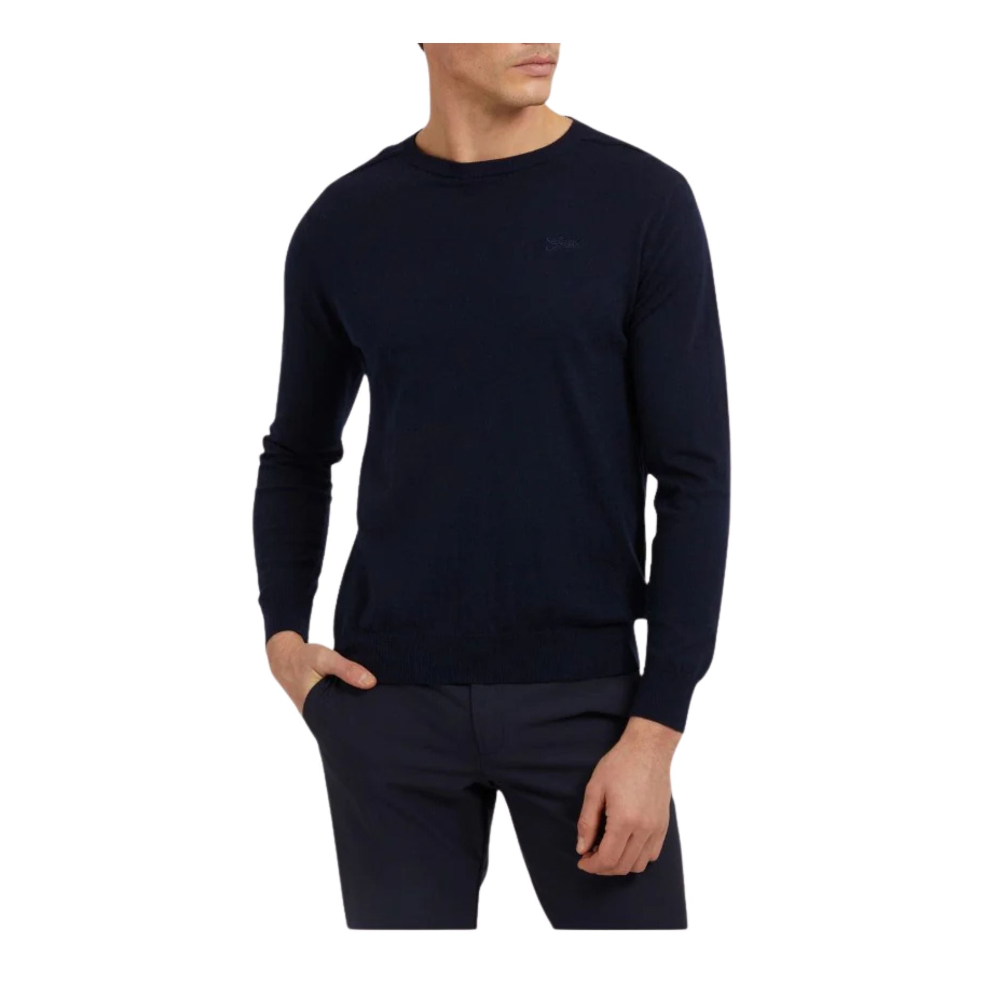 Guess Maglioncino Uomo in misto cotone Blu scuro modello frontale