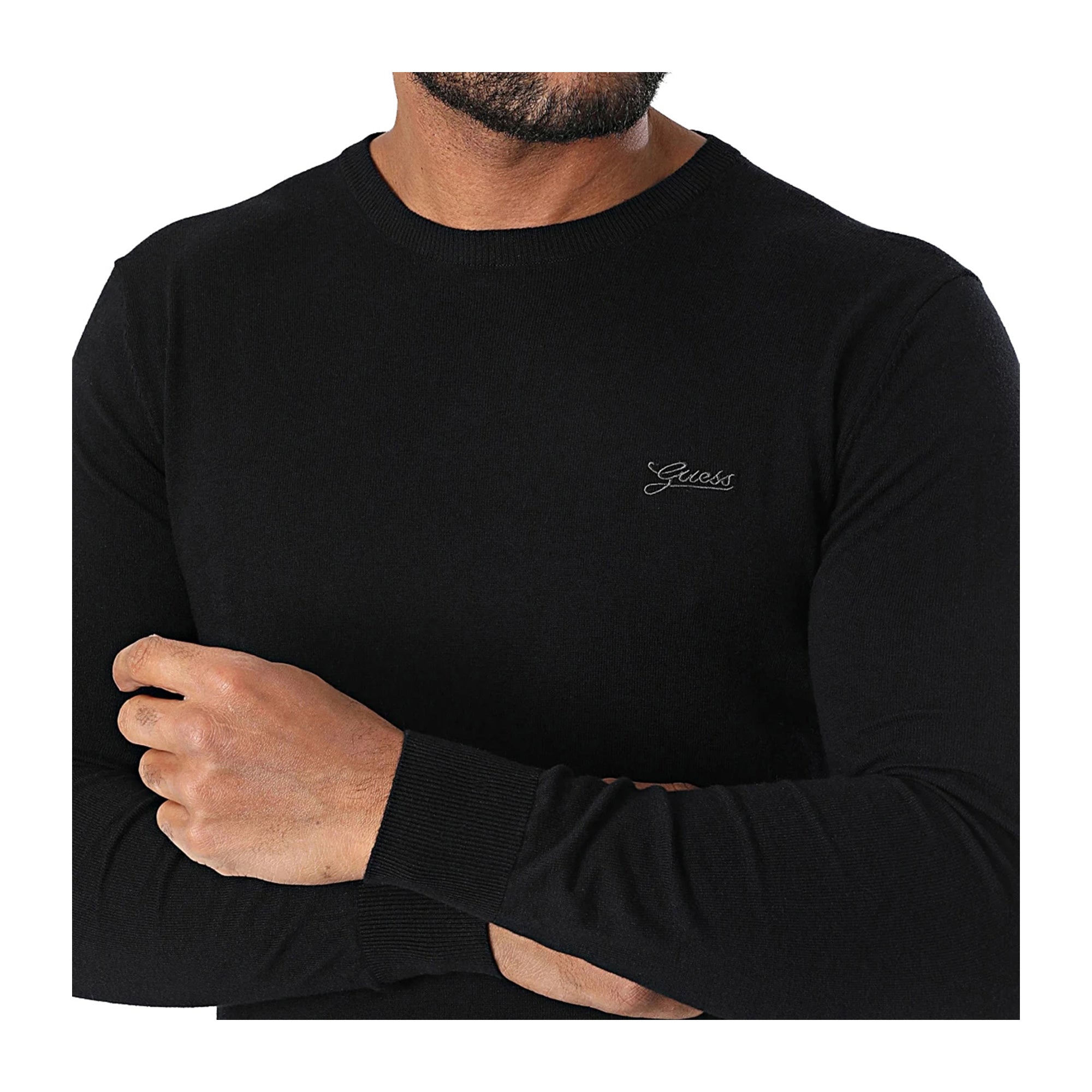 Guess Maglioncino Uomo in misto cotone Nero