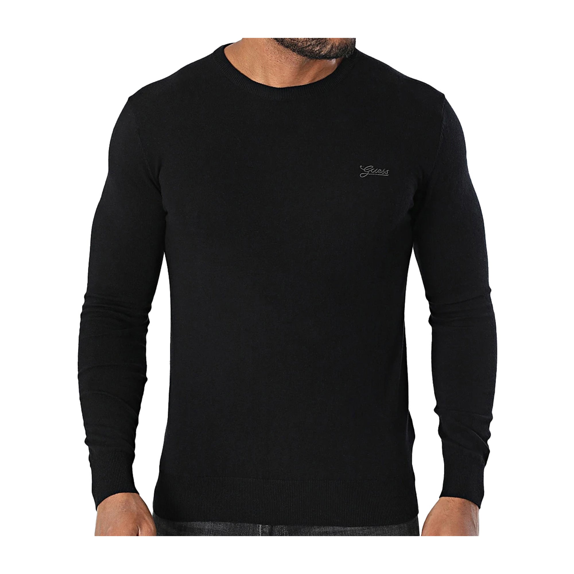 Guess Maglioncino Uomo in misto cotone Nero