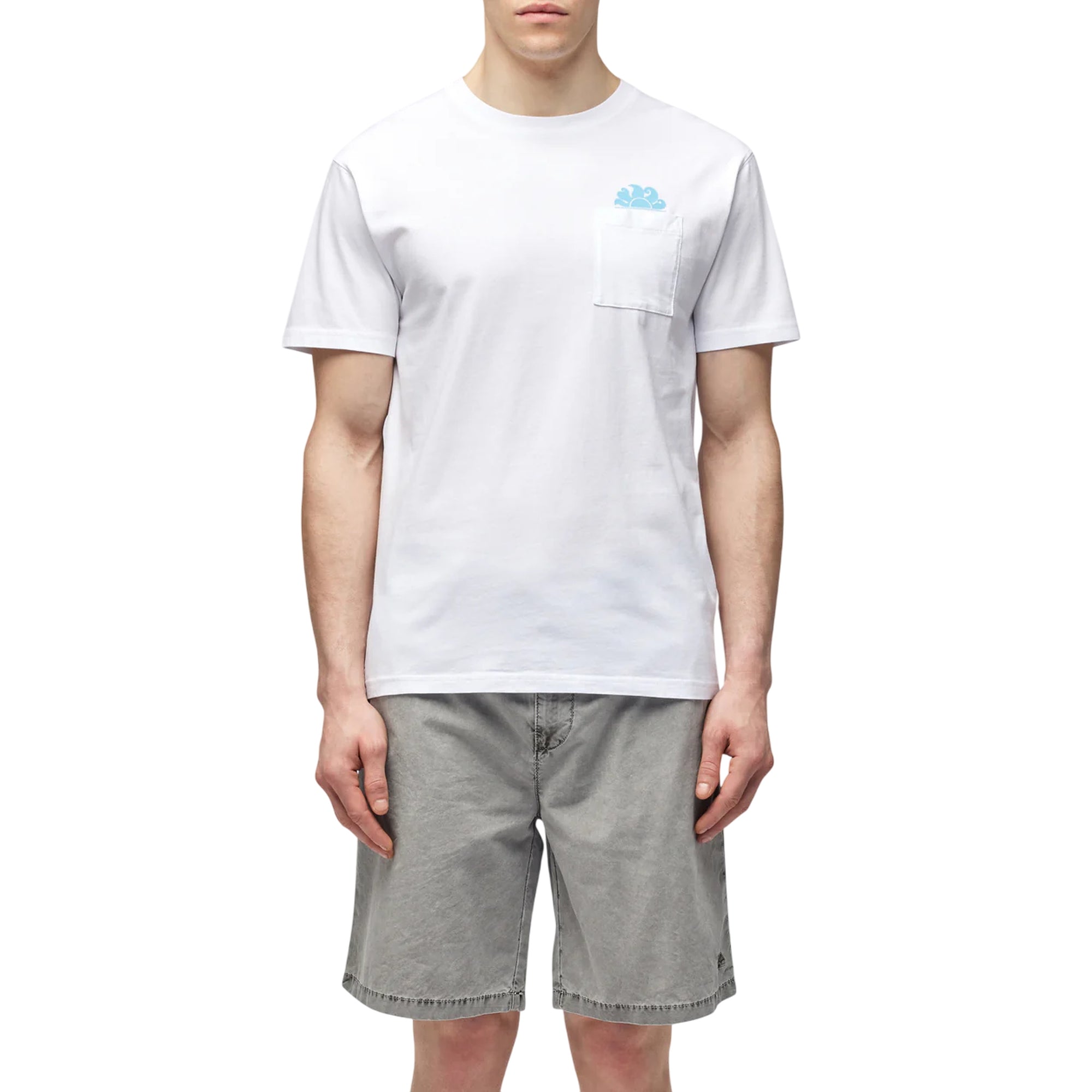 T-shirt Uomo Bianca, con scollatura girocollo e tasca sul petto
