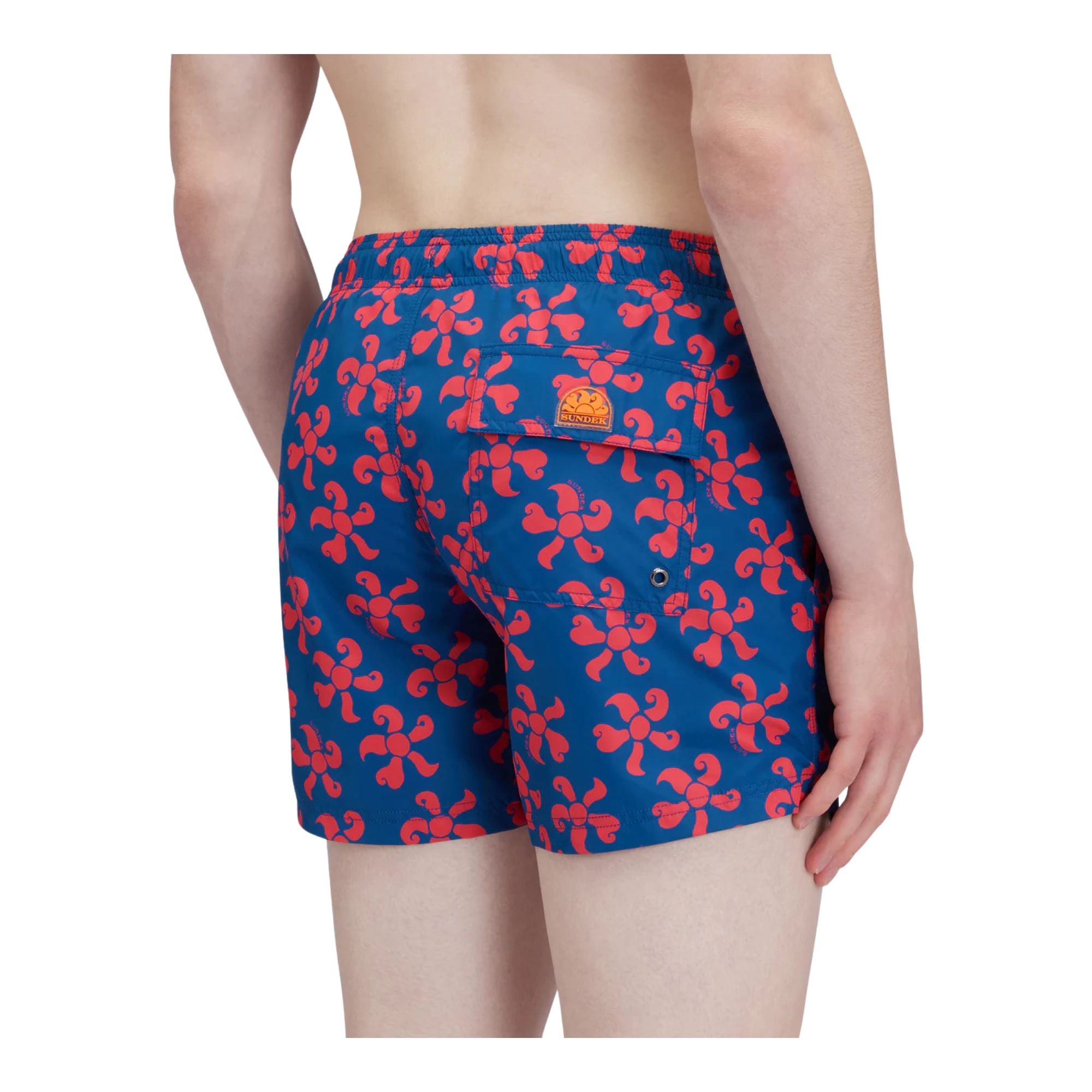 Costume Uomo Blu a pantaloncino, con microstampa Planet Summer e tasca posteriore