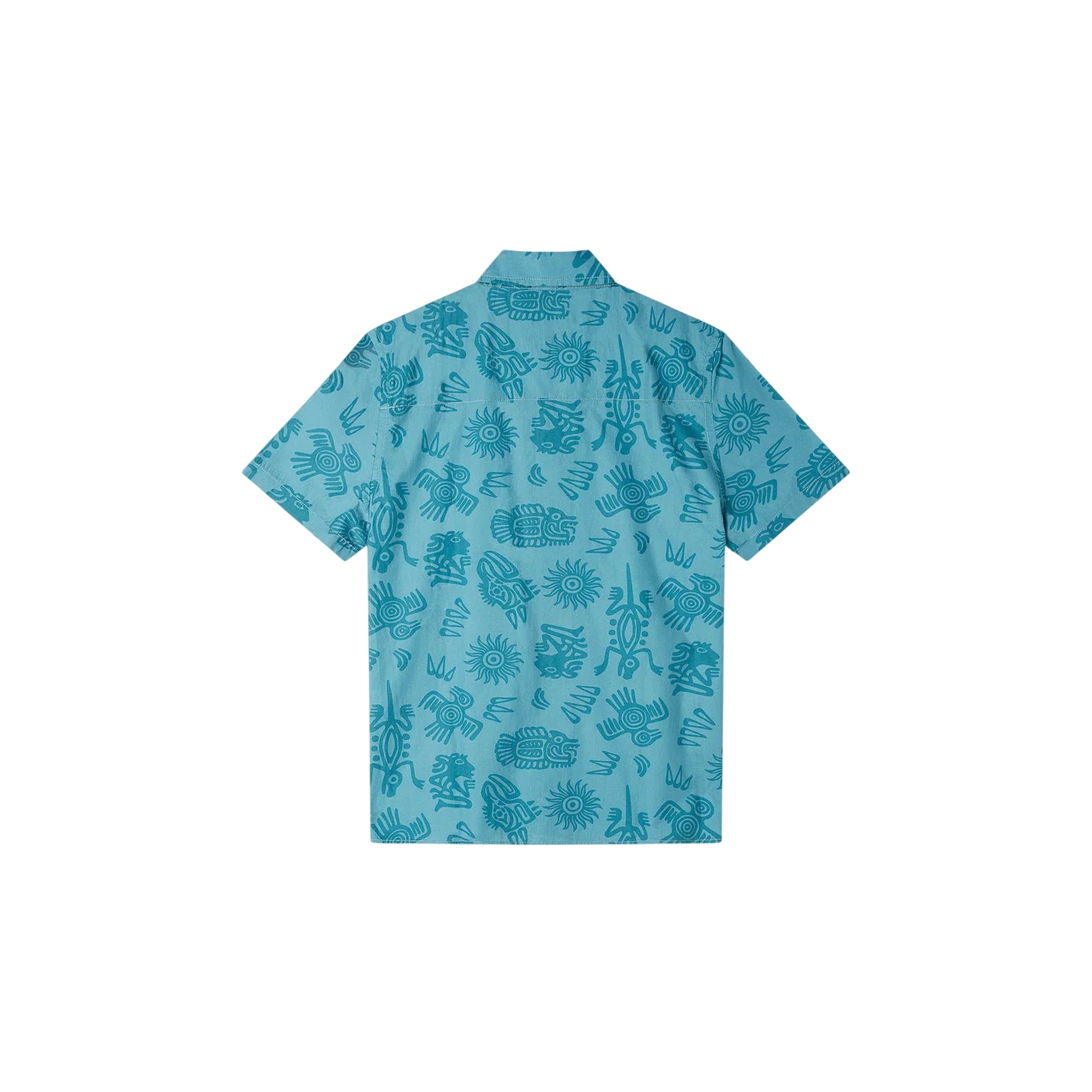 Camicia Uomo Azzurra, a manica corte, con stampa all over