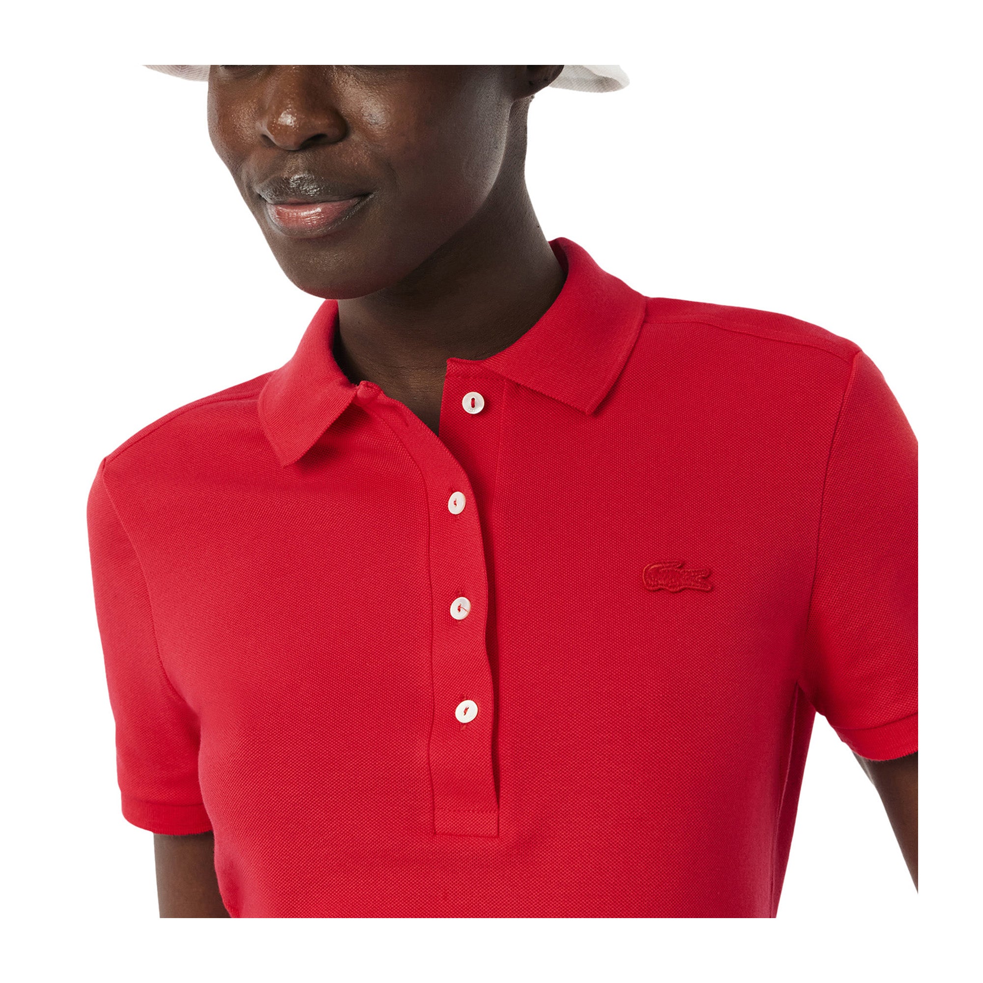 Polo da donna in piqué di cotone stretch Lacoste Rossa