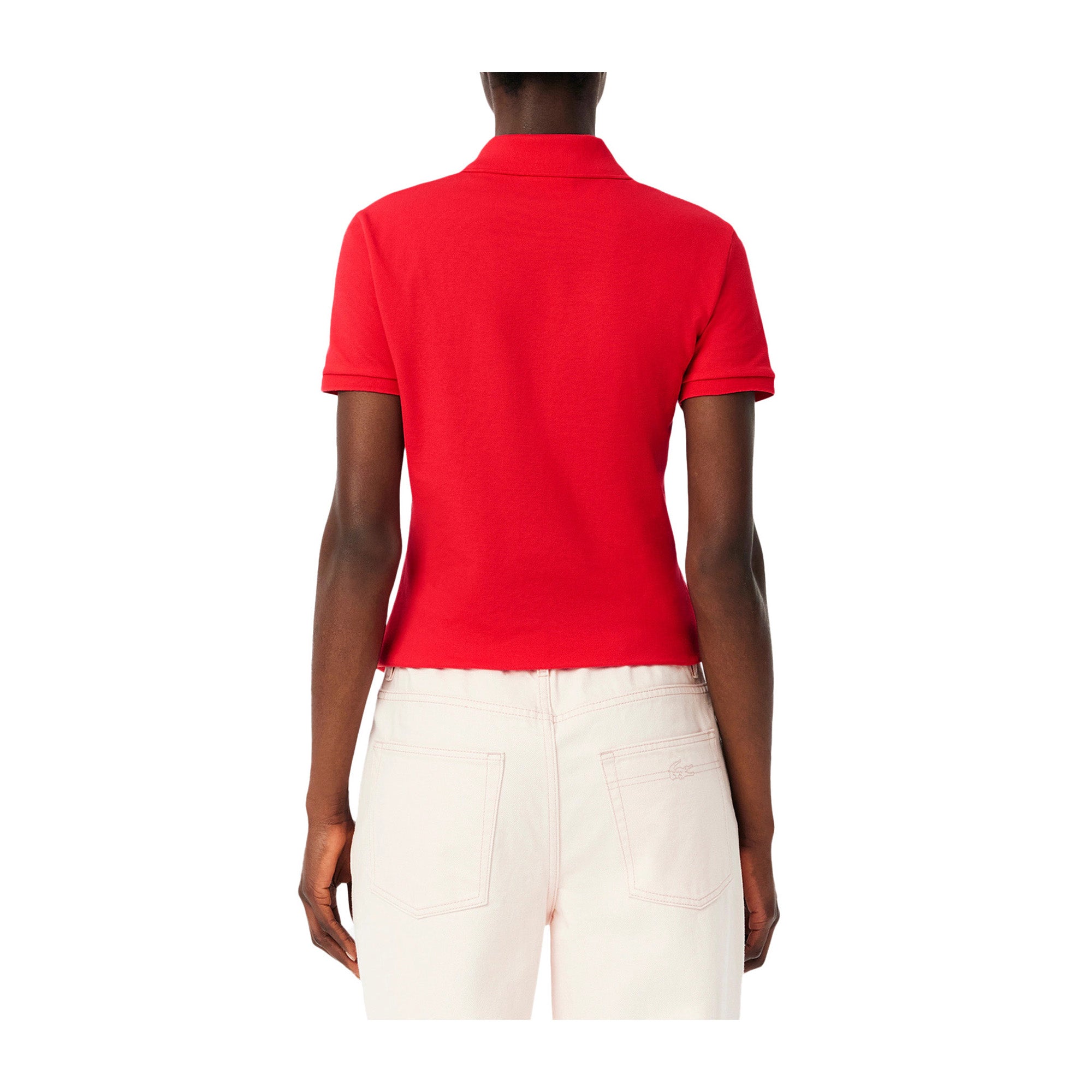 Polo da donna in piqué di cotone stretch Lacoste Rossa