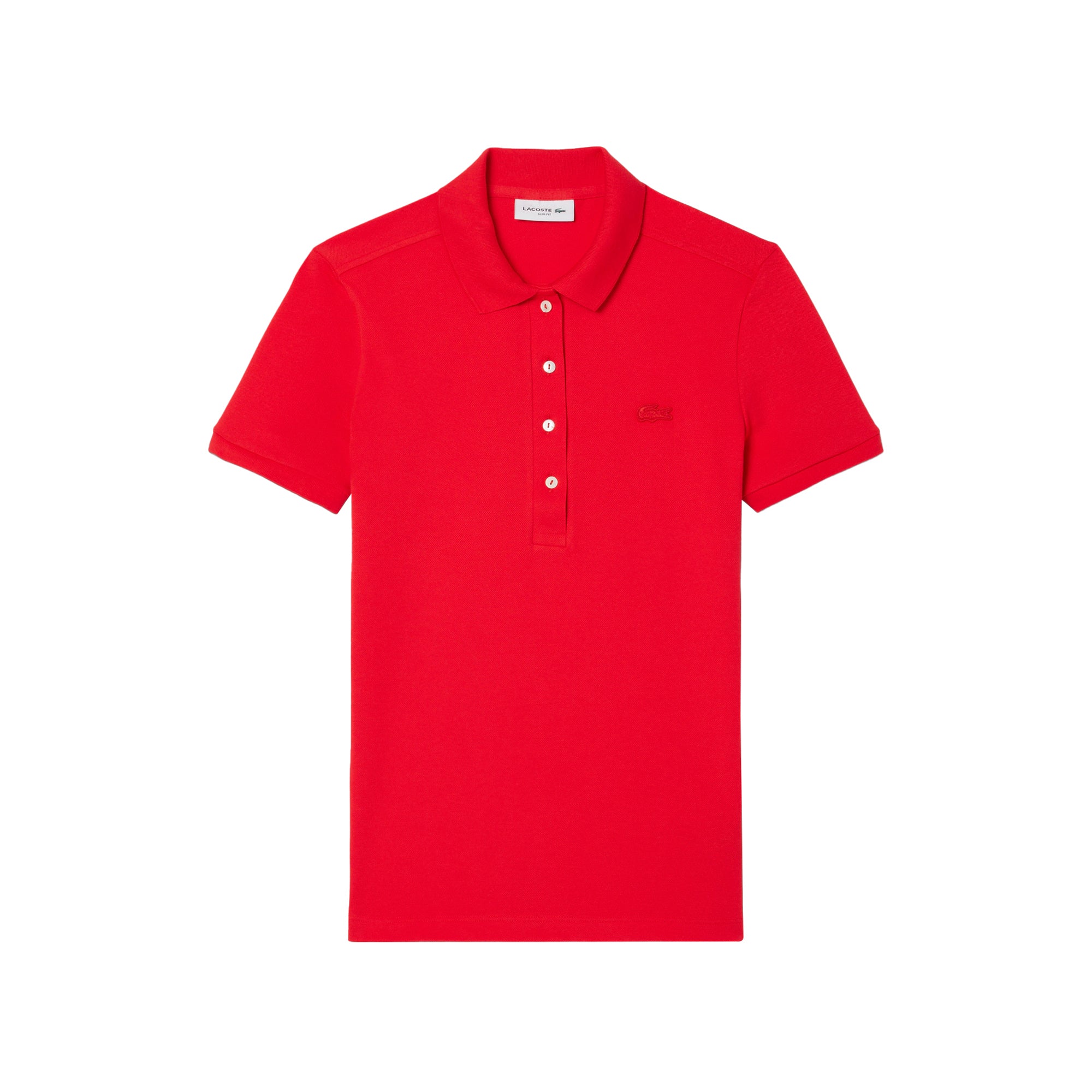 Polo da donna in piqué di cotone stretch Lacoste Rossa