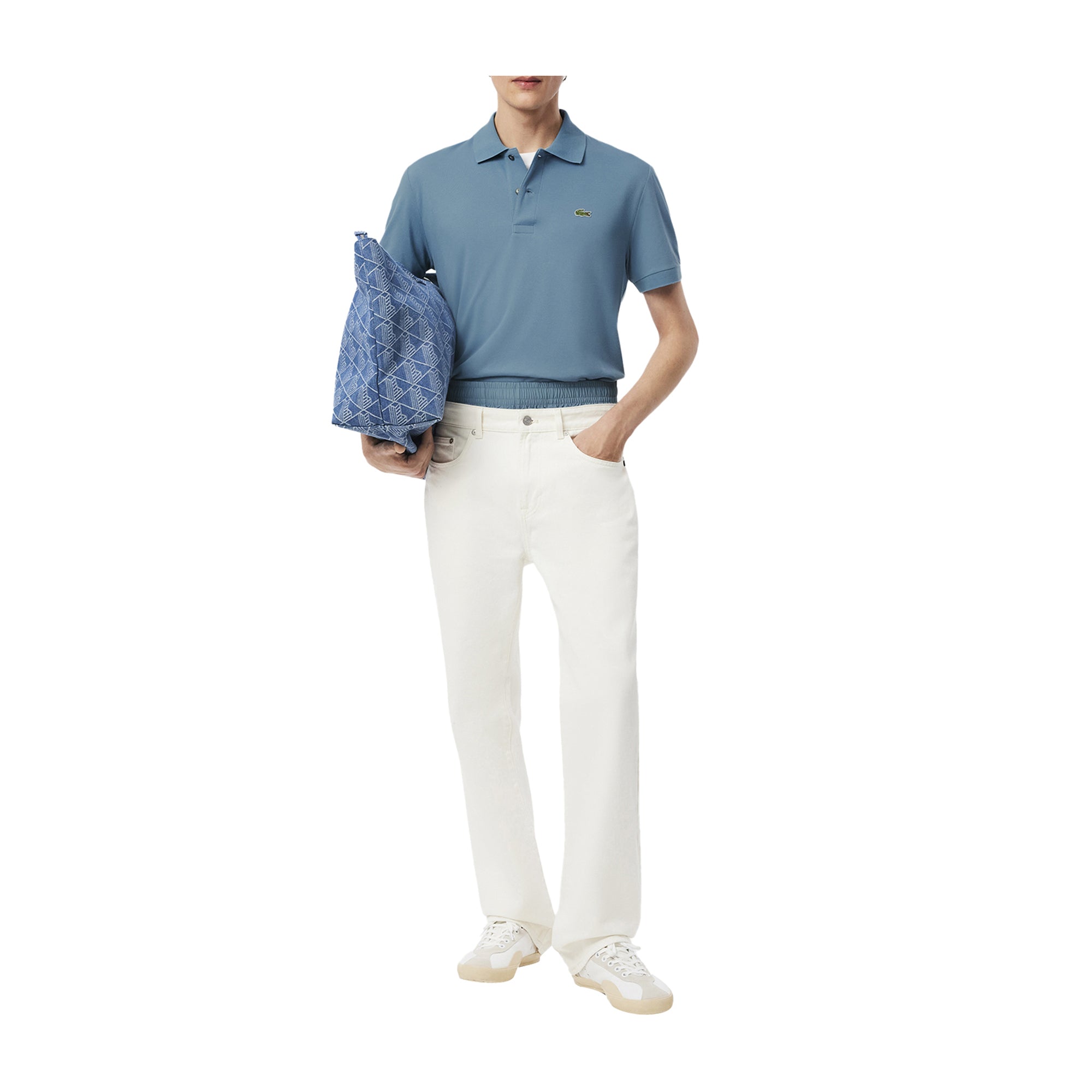 Polo Uomo Classic fit Light Azzurro modello intero frontale