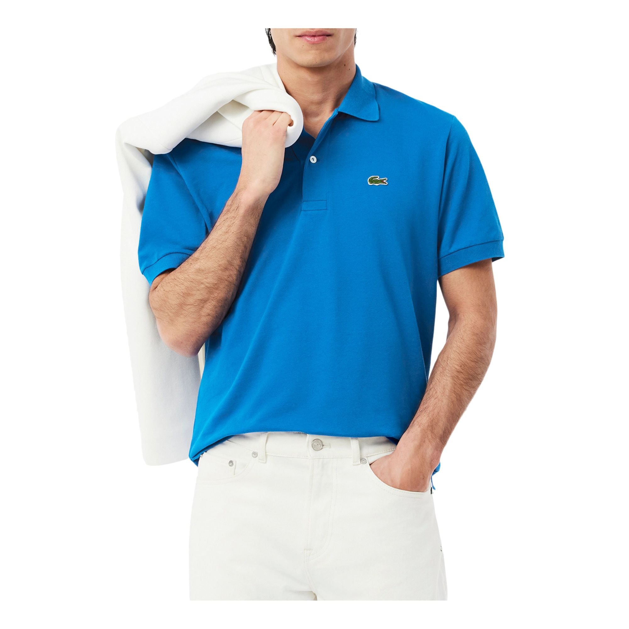 Polo Uomo modello L.12.12 Light Azzurro, con una scollatura due bottoni