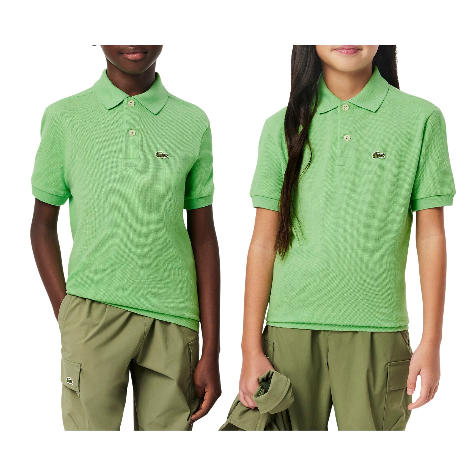 Polo Junior Verde scollo due bottoni