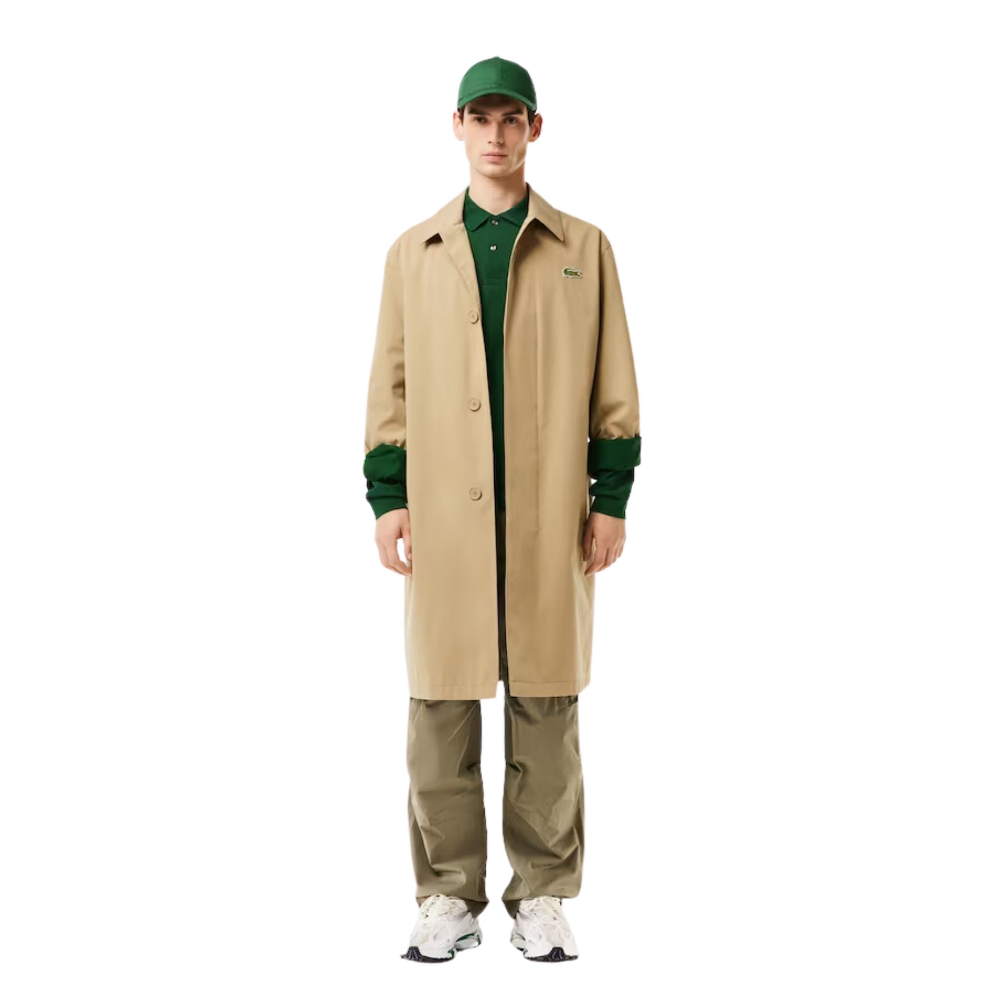 Polo Uomo a maniche lunghe Verde modello intero frontale