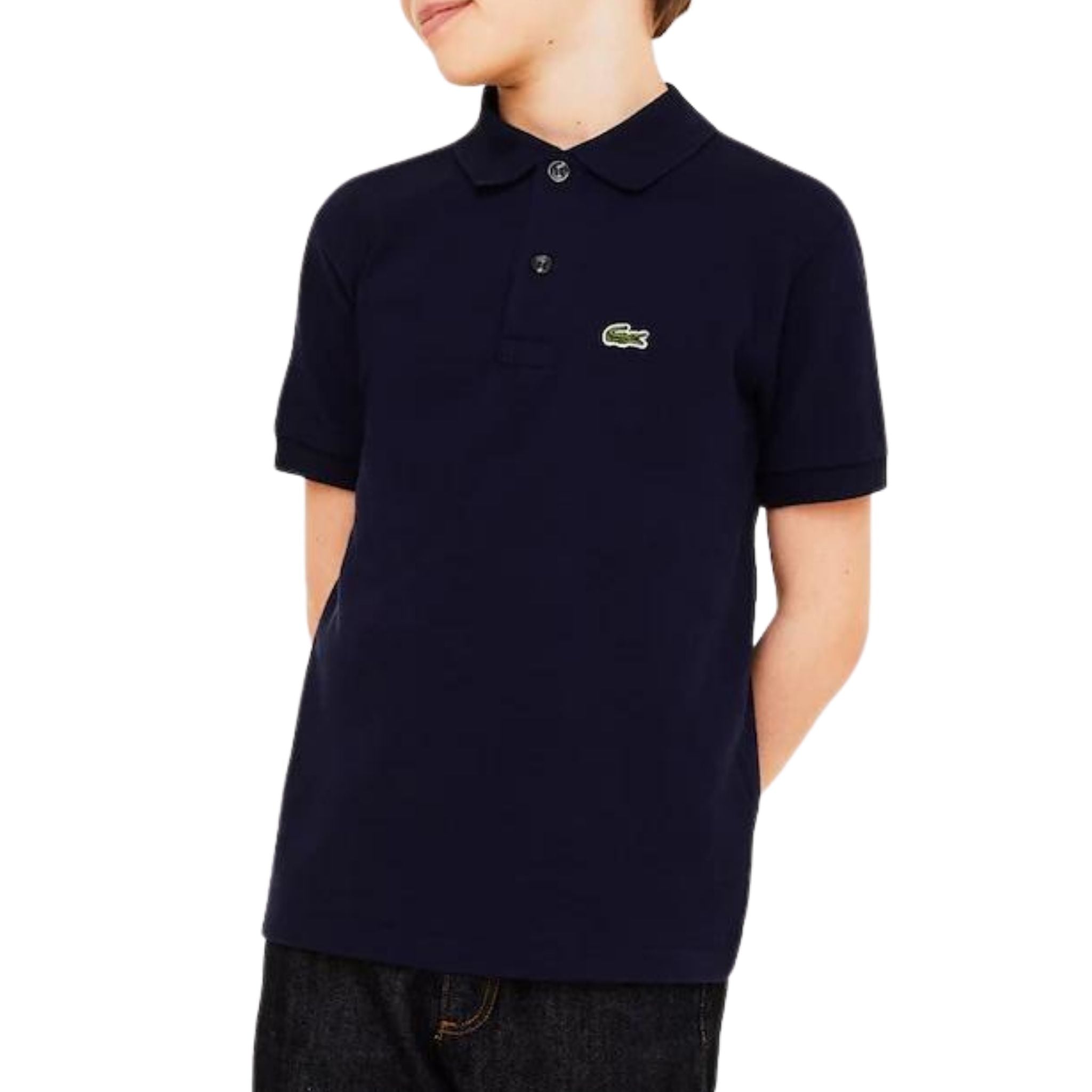 Polo Bambino in cotone Blu navy con logo modello frontale