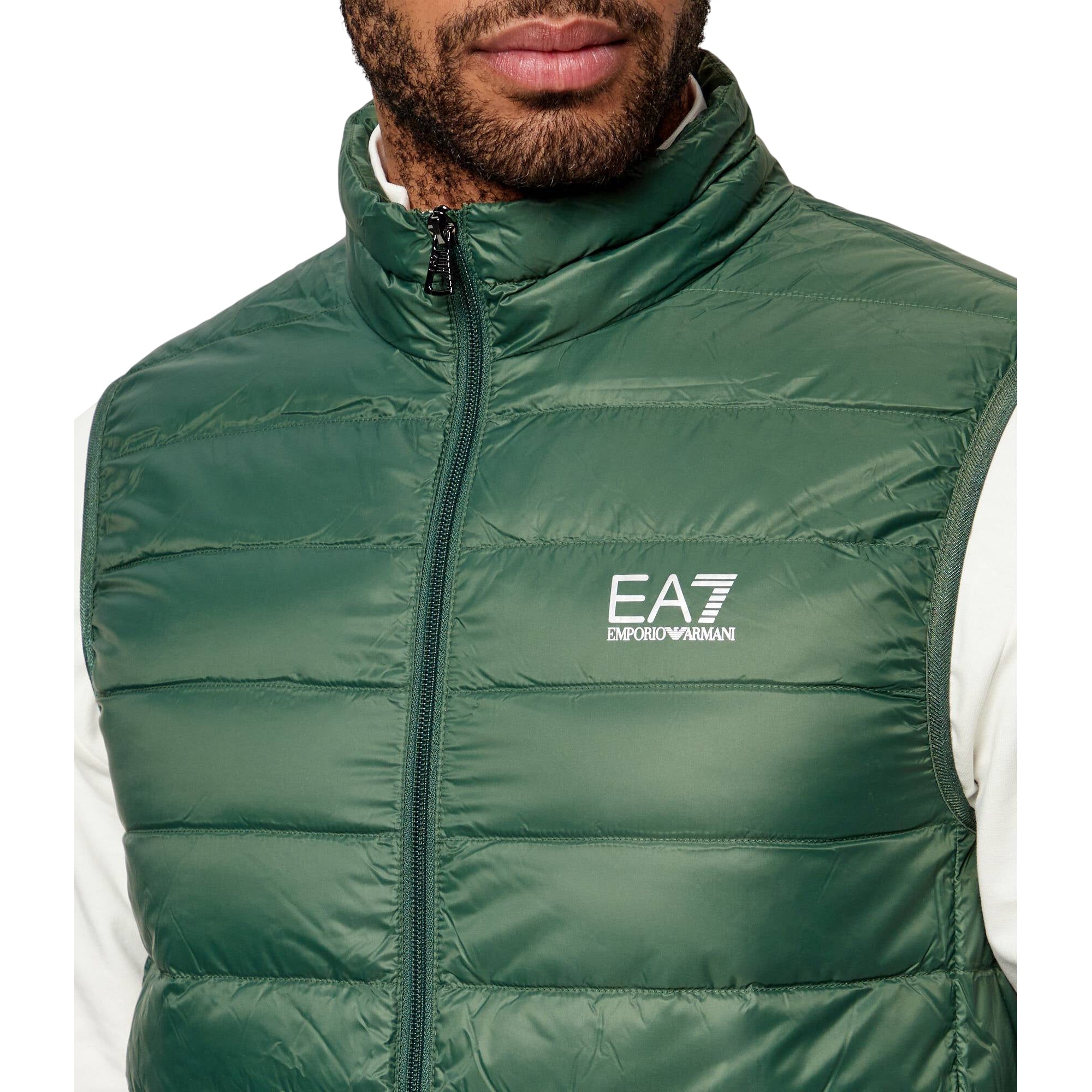 Gilet Uomo Verde, trapuntato con logo sul petto