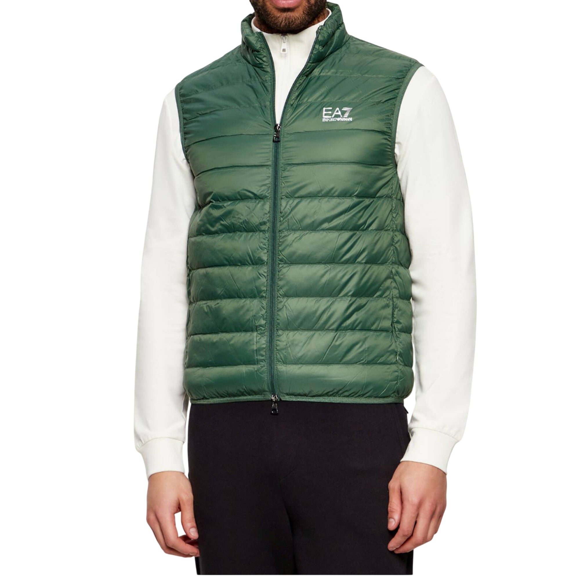Gilet Uomo Verde, trapuntato con logo sul petto