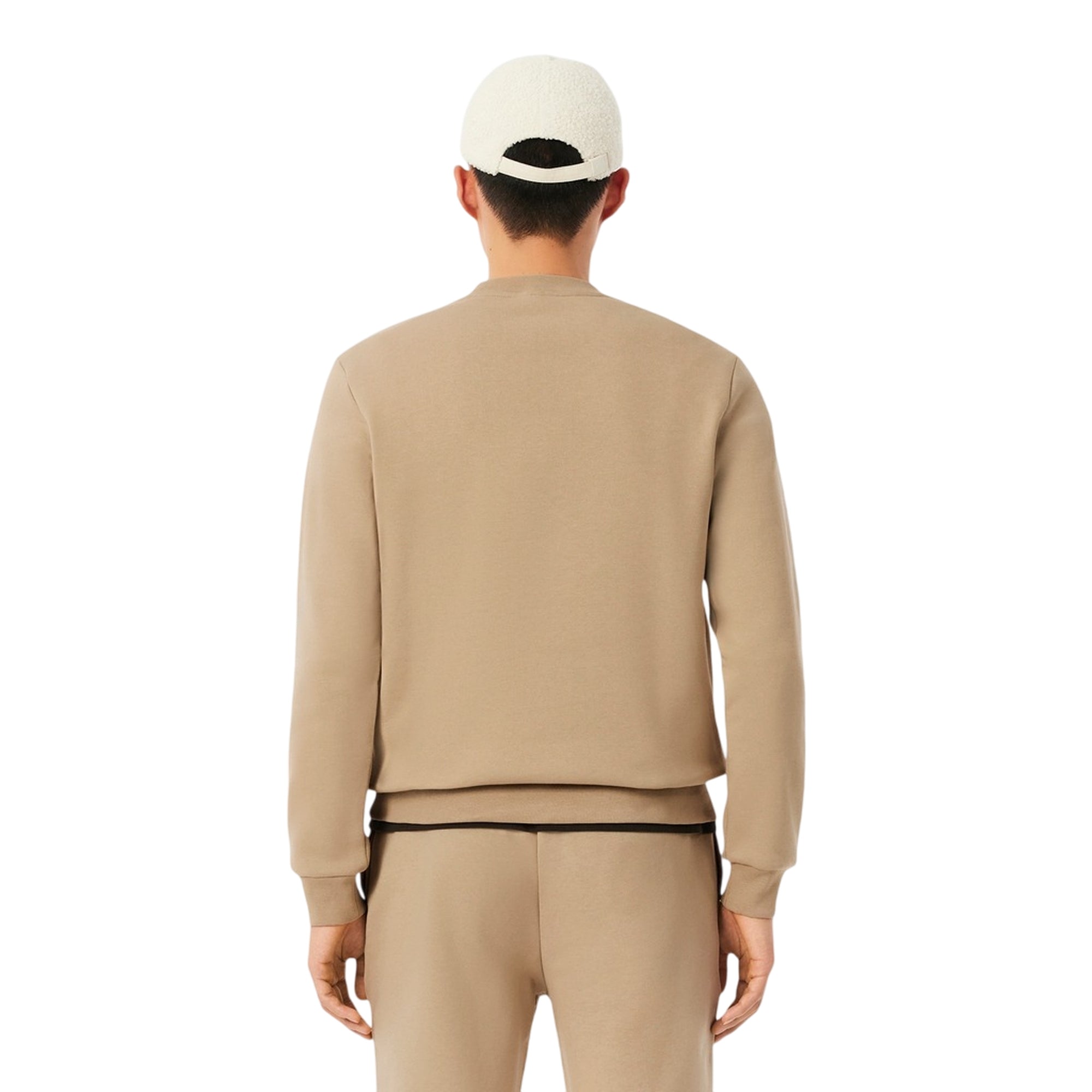 Felpa Uomo Beige a girocollo, dal design minimal, con coccodrillo sul petto