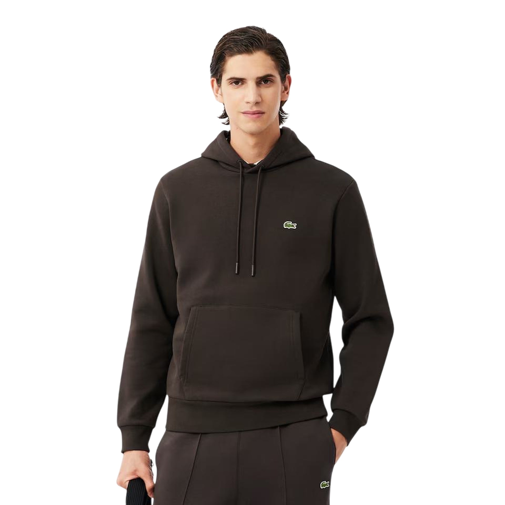 Felpa Uomo Invernale Con Zip E Cappuccio - Marrone