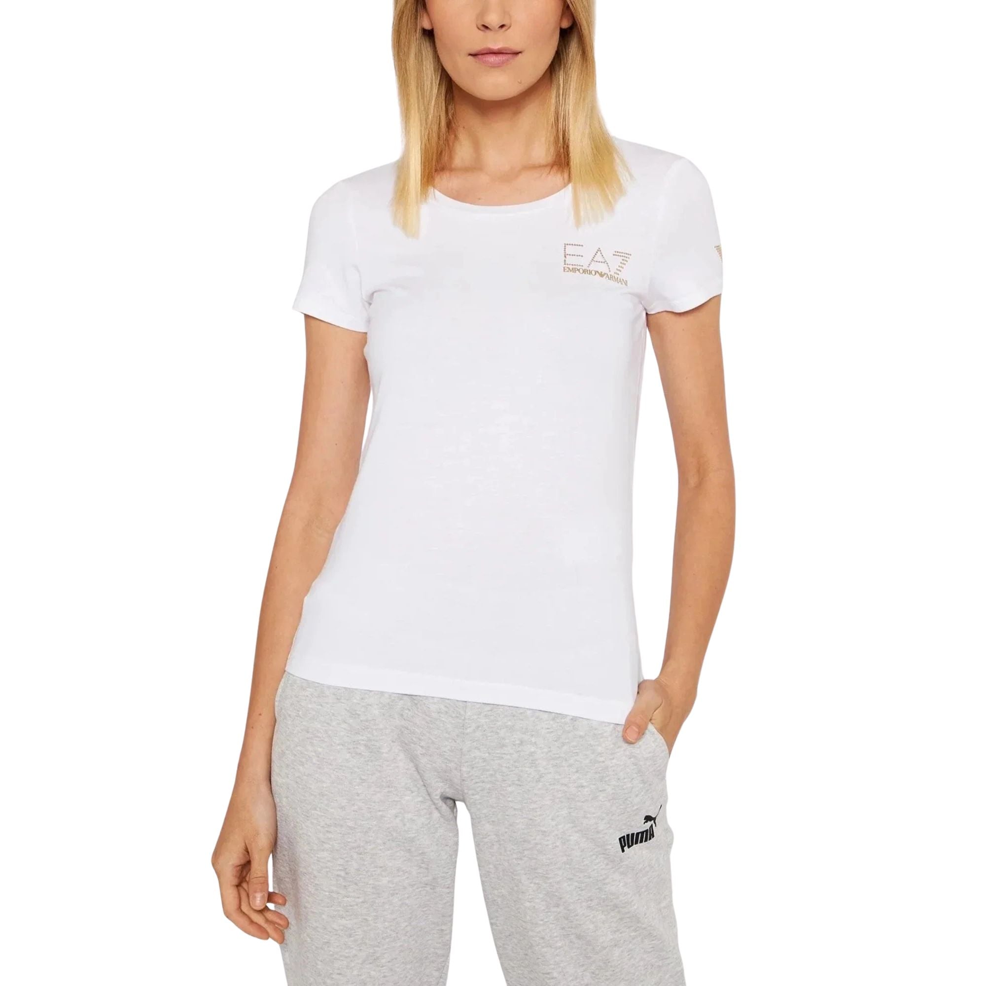 T-shirt Donna Bianco con borchiette
