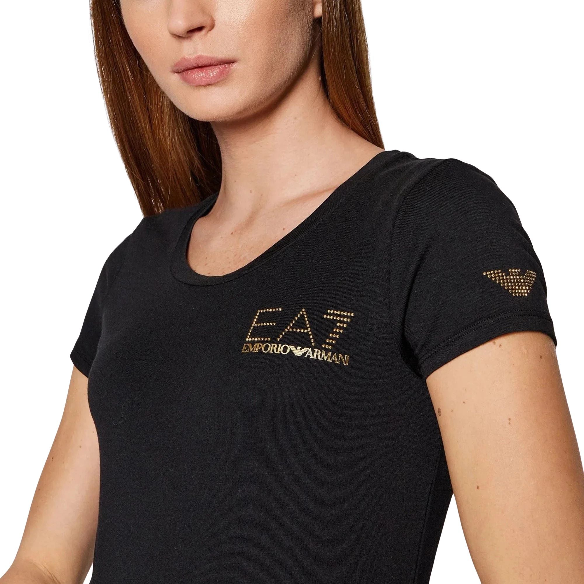 T-shirt Donna Nero con borchiette