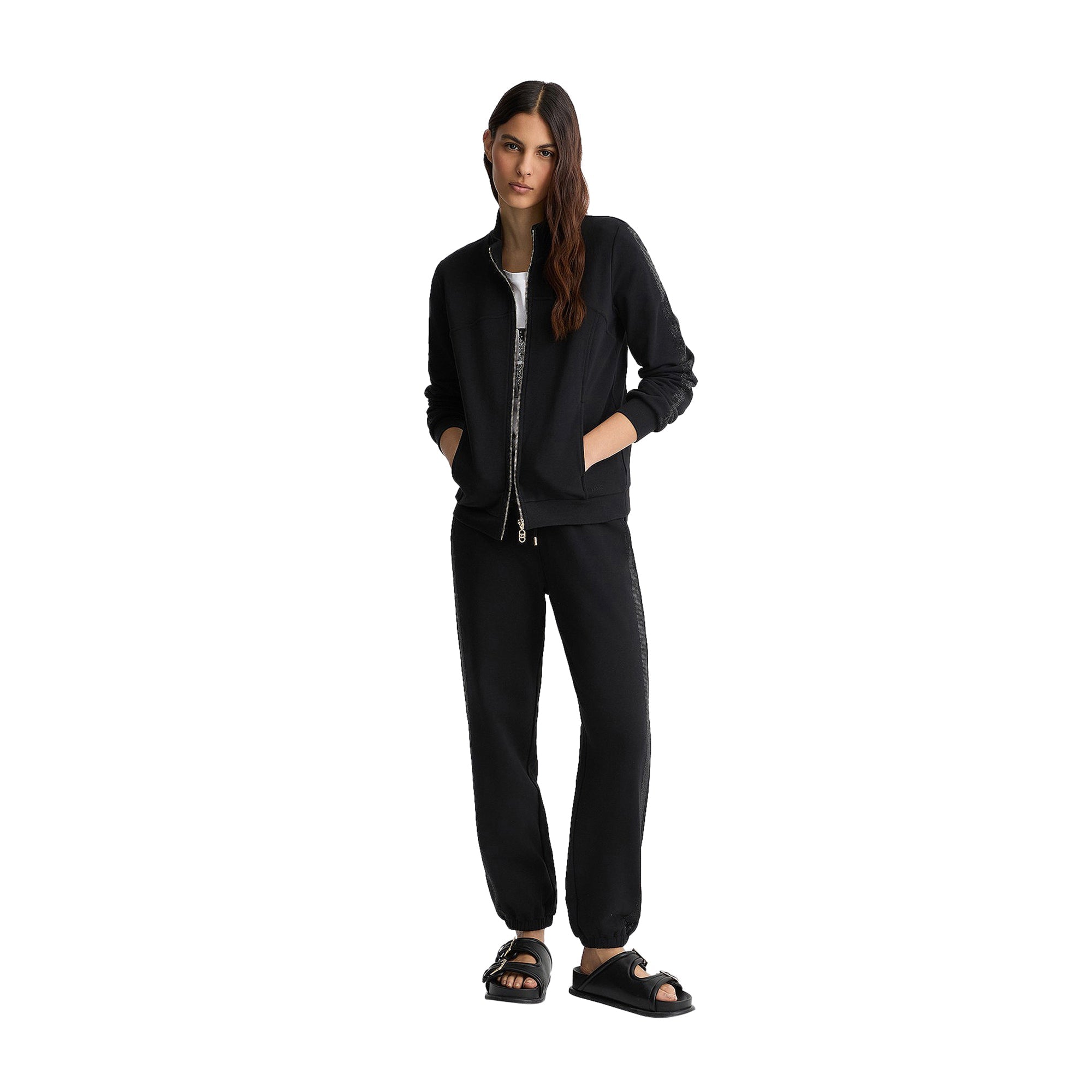 Pantaloni Donna in felpa Nero modella frontale intera