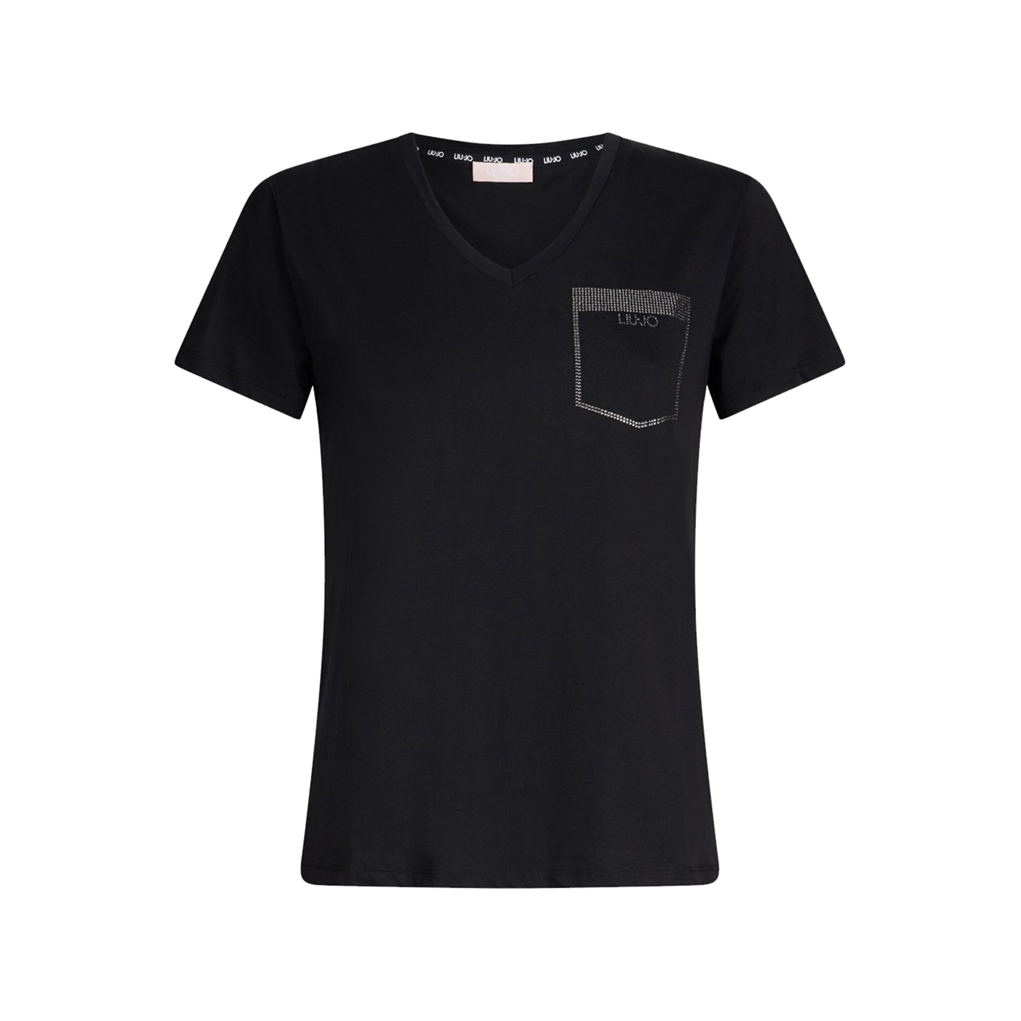 T-shirt Donna taschino strass Nero