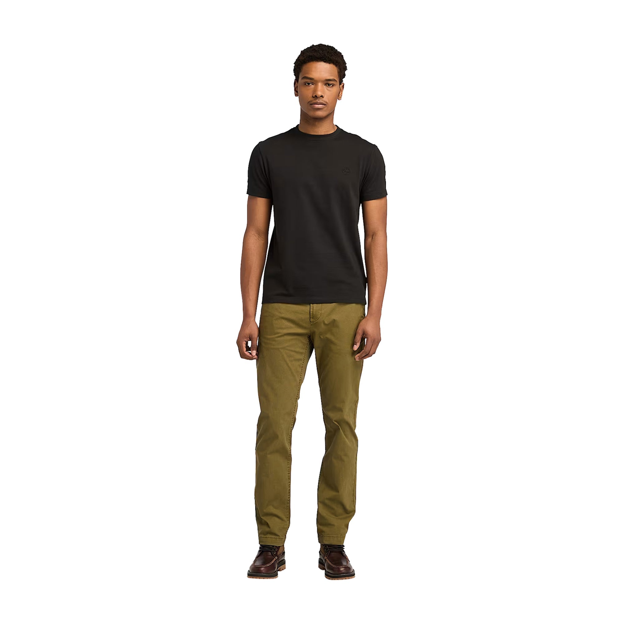 T-shirt Uomo modello Dunstan River Nera, con micro logo ricamato e scollatura girocollo