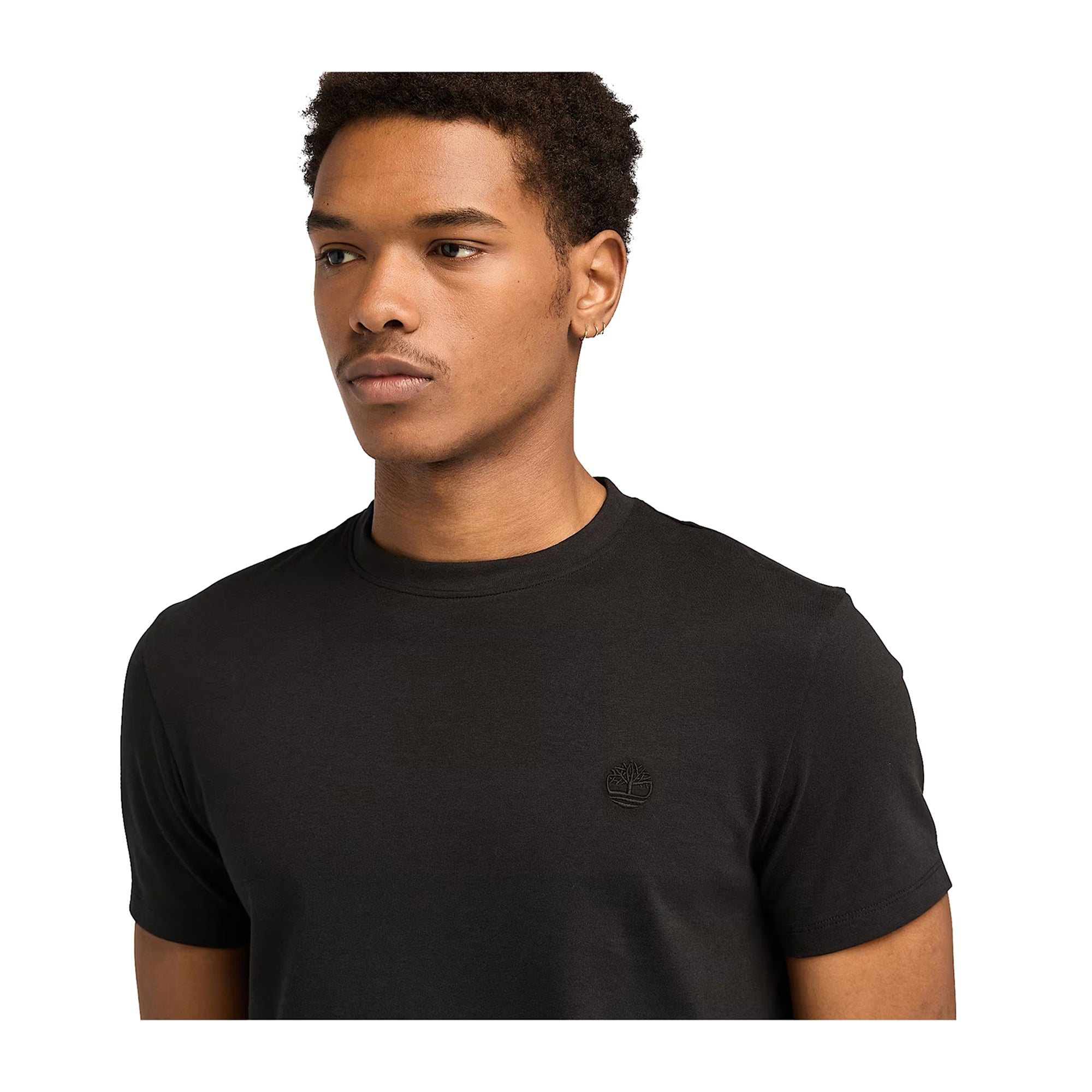T-shirt Uomo modello Dunstan River Nera, con micro logo ricamato e scollatura girocollo
