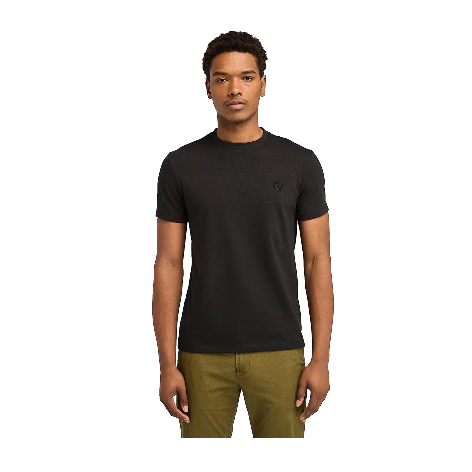 T-shirt Uomo modello Dunstan River Nera, con micro logo ricamato e scollatura girocollo