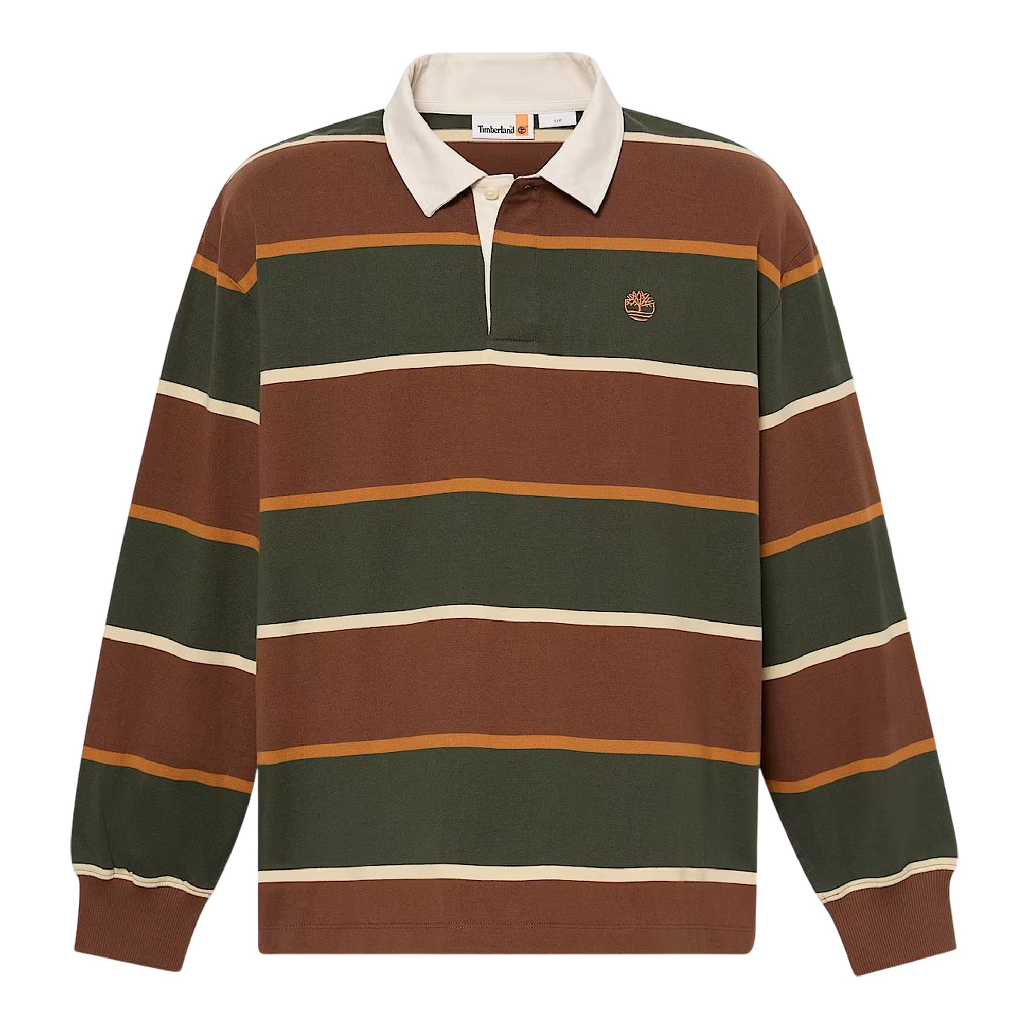 Polo Rugby unisex a righe verde scuro e marrone scuro