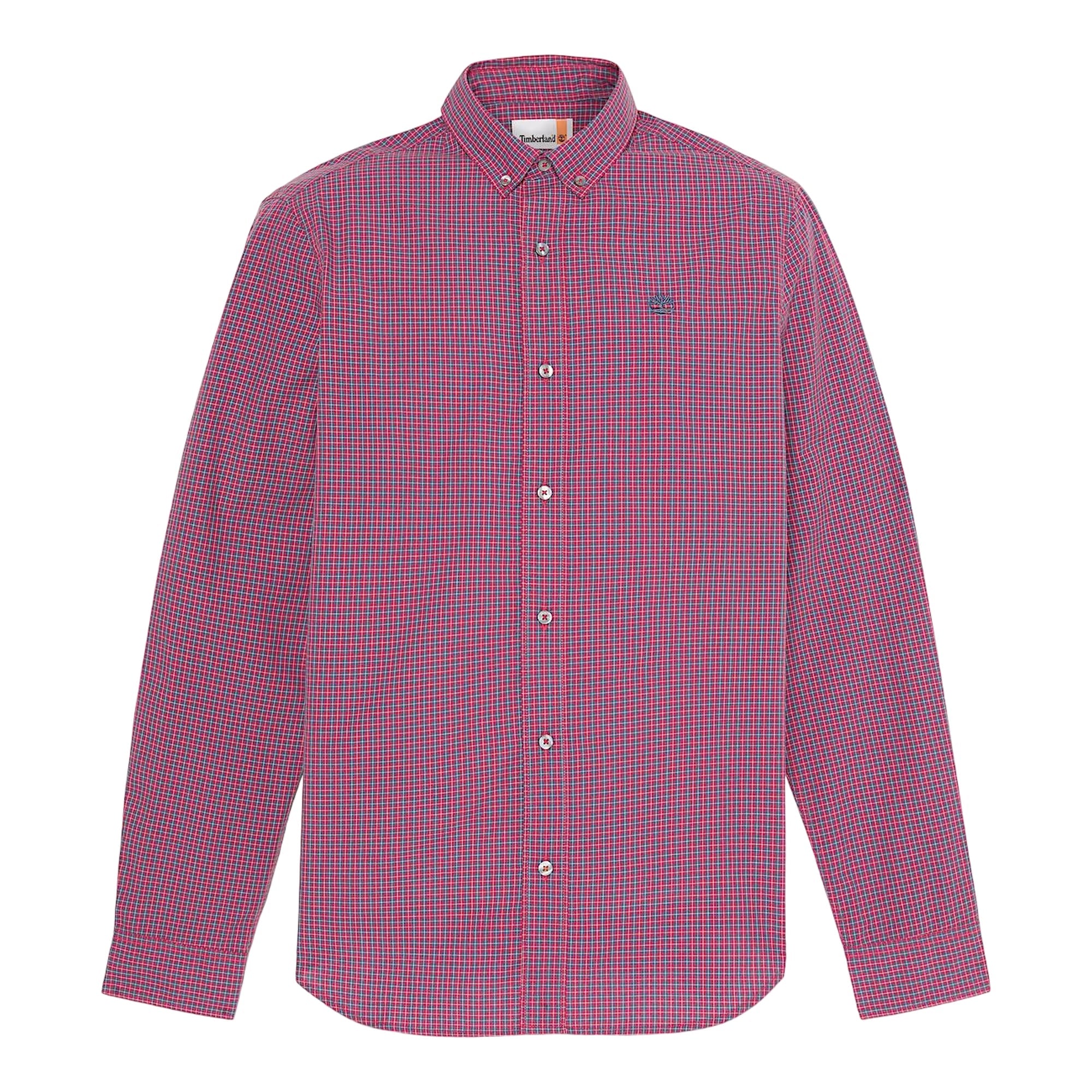 Camicia in cotone a micro quadri da uomo in rosso