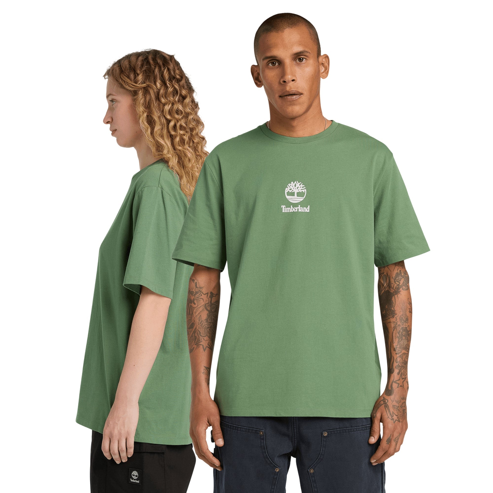 T-shirt Unisex Verde con logo Stack
