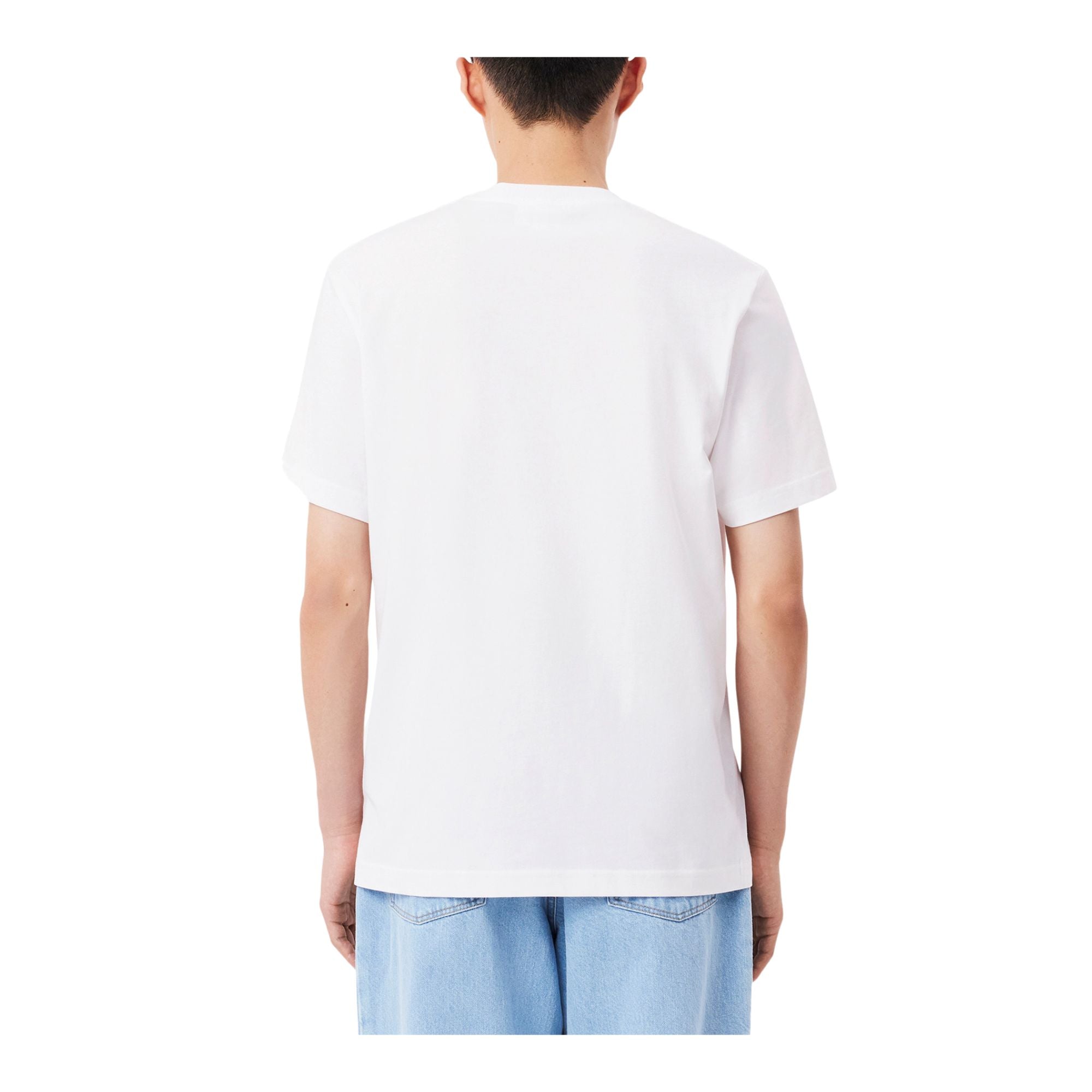 T-shirt Uomo in cotone Bianco, con taschino e coccodrillo applicato
