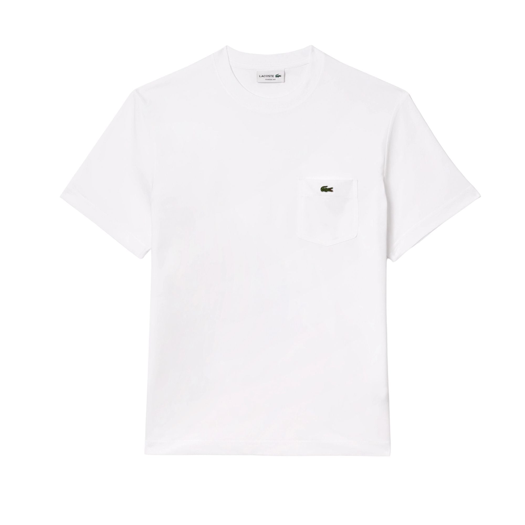 T-shirt Uomo in cotone Bianco, con taschino e coccodrillo applicato