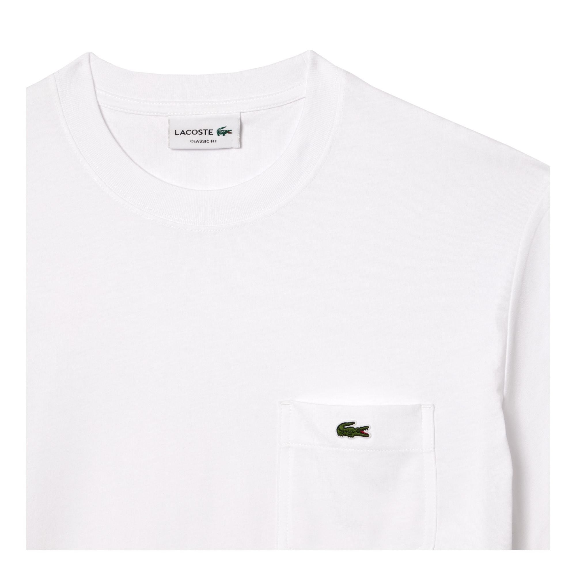 T-shirt Uomo in cotone Bianco, con taschino e coccodrillo applicato