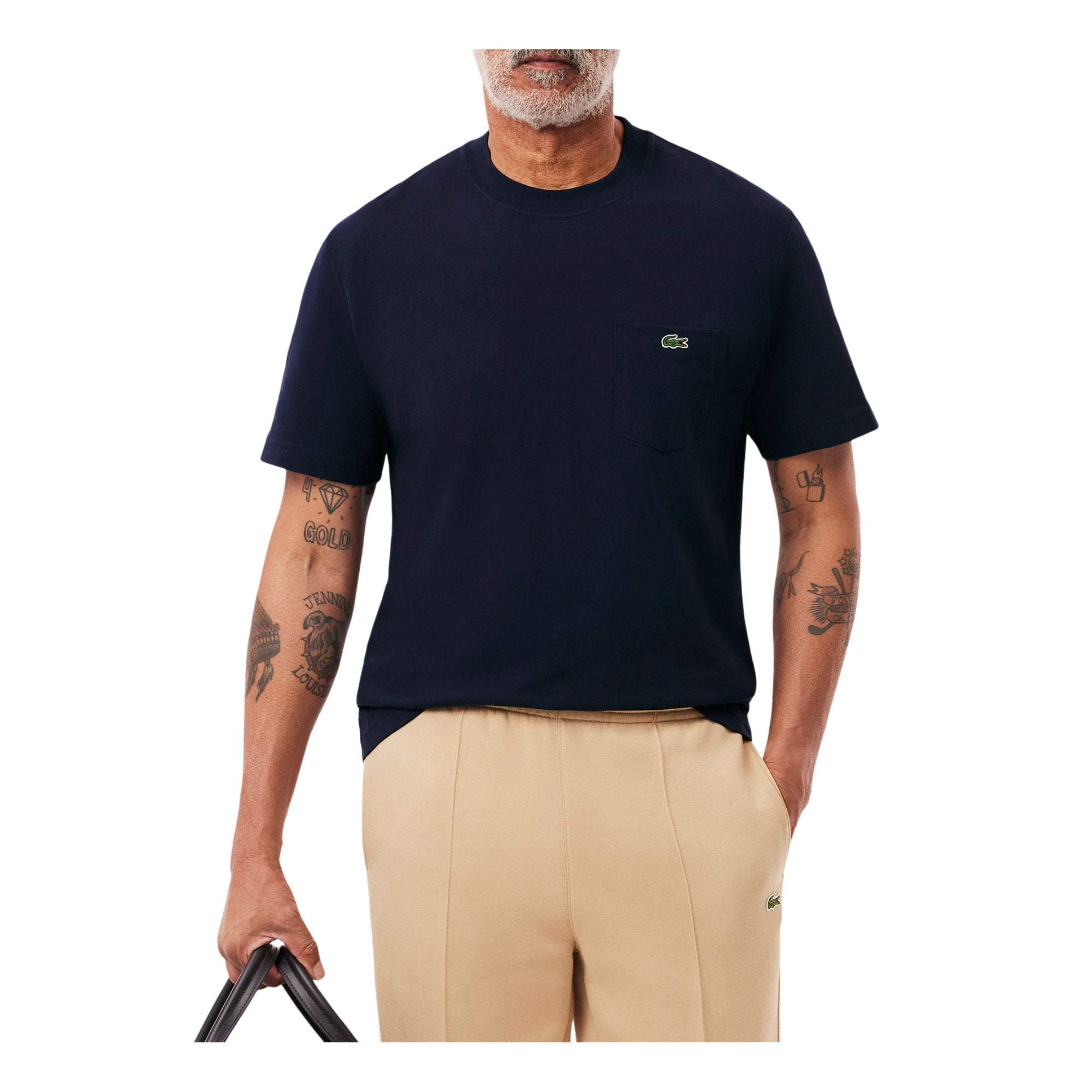 T-shirt Uomo Blu in puro cotone, a mezza manica, con taschino