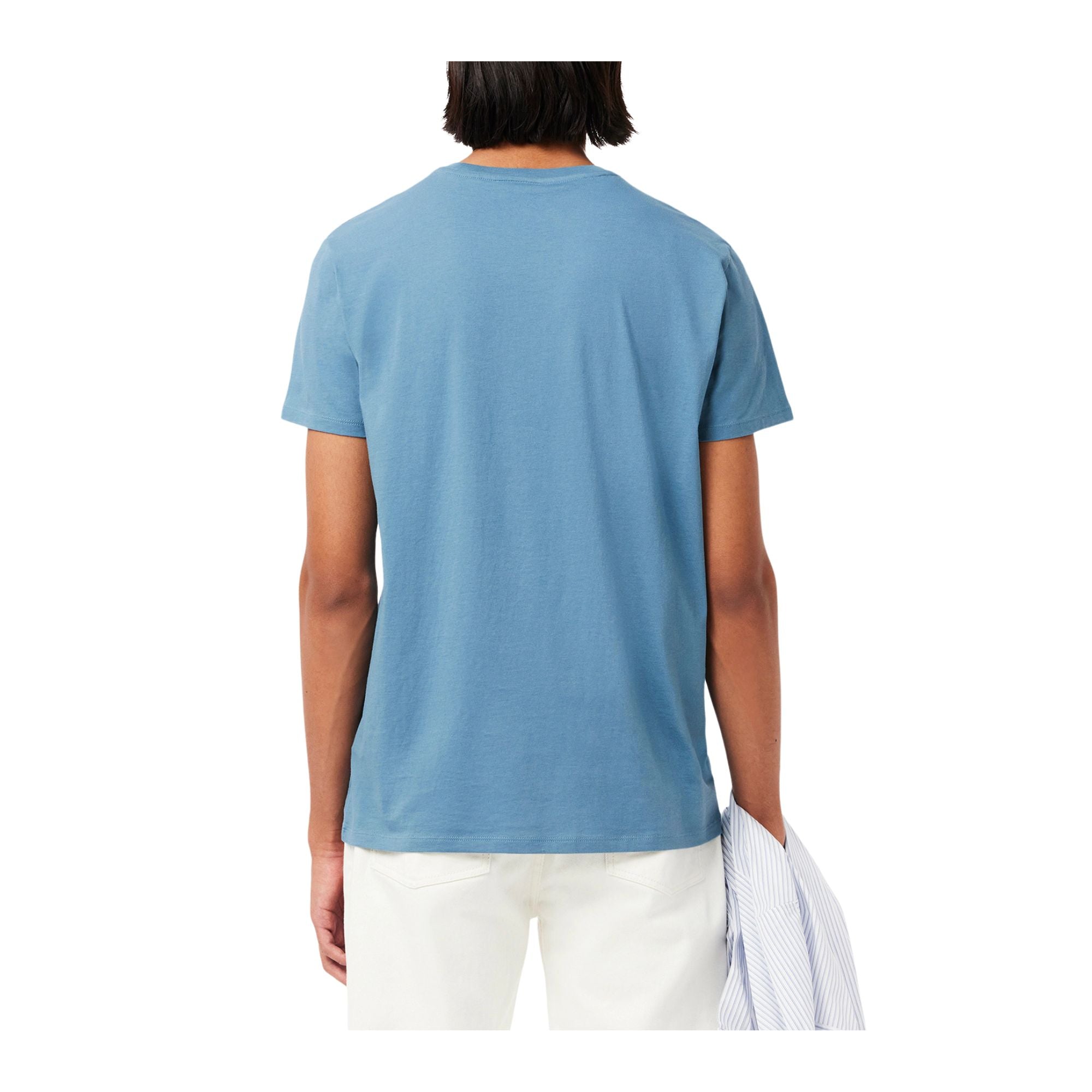 T-shirt Uomo Celeste, con scollatura girocollo e l'iconico coccodrillo verde ricamato