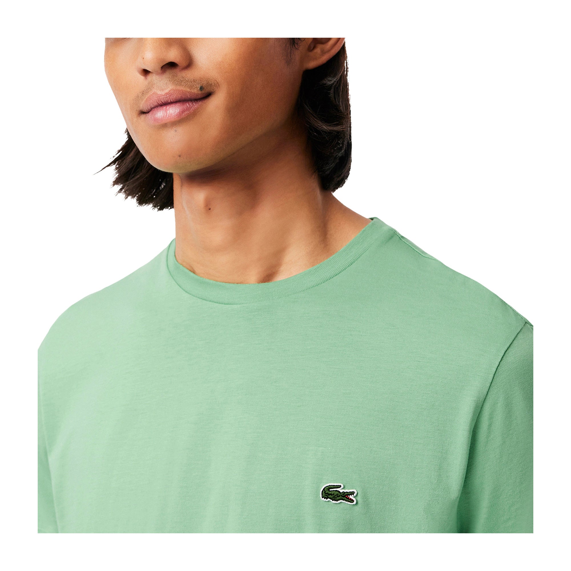 T-shirt Uomo in cotone Pima Verde chiaro modello frontale ravvicinato