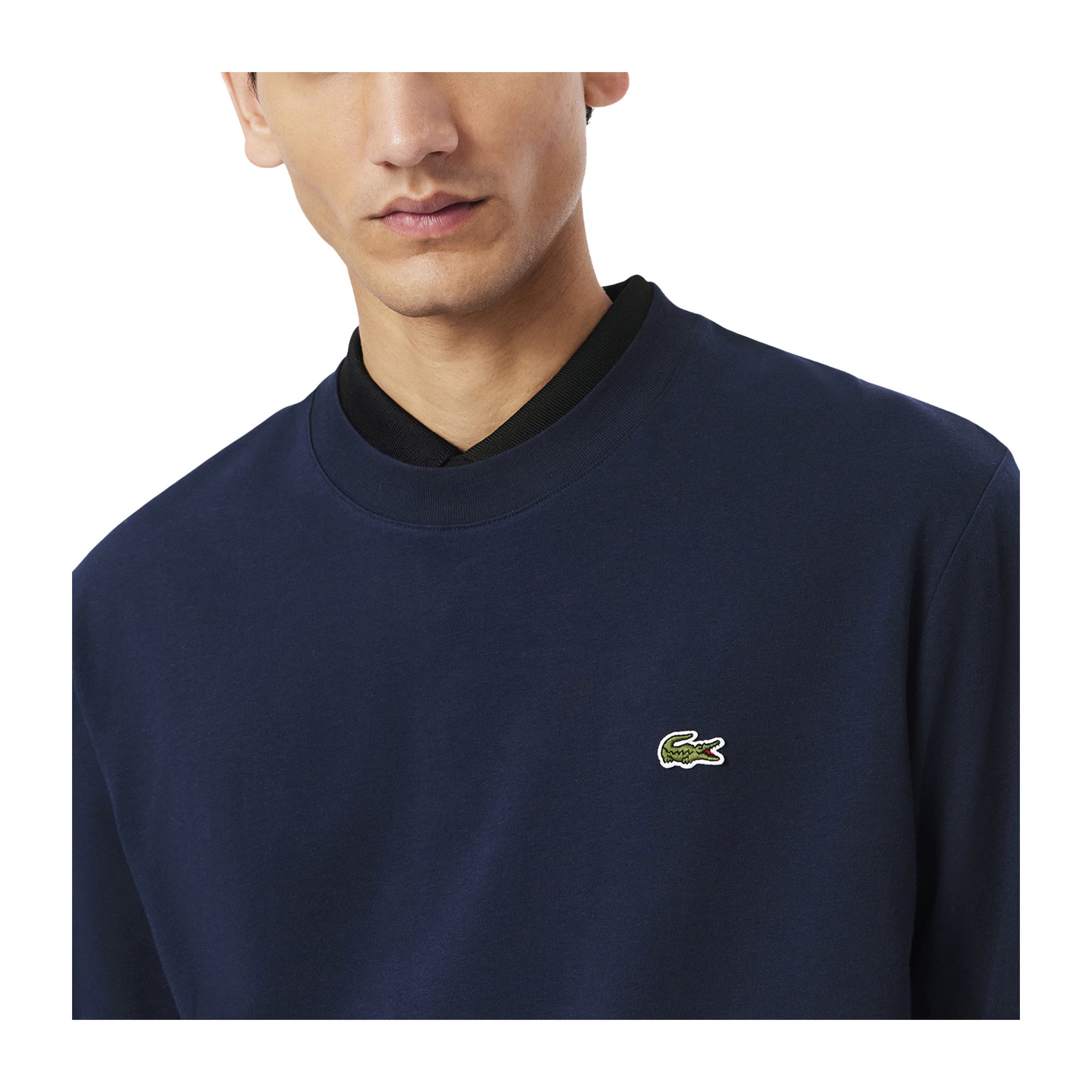T-shirt Uomo in cotone a maniche lunghe Navy modello frontale ravvicinato