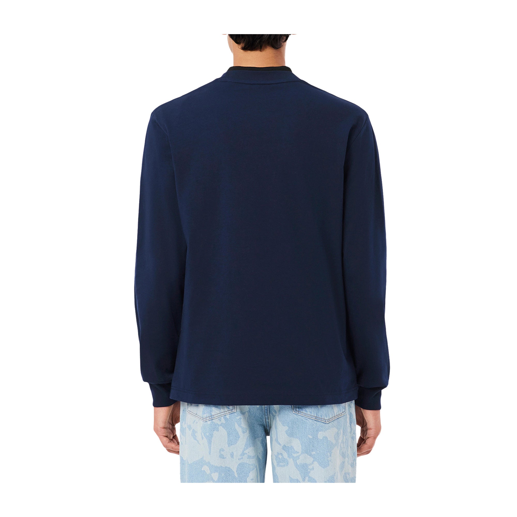T-shirt Uomo in cotone a maniche lunghe Navy modello retro