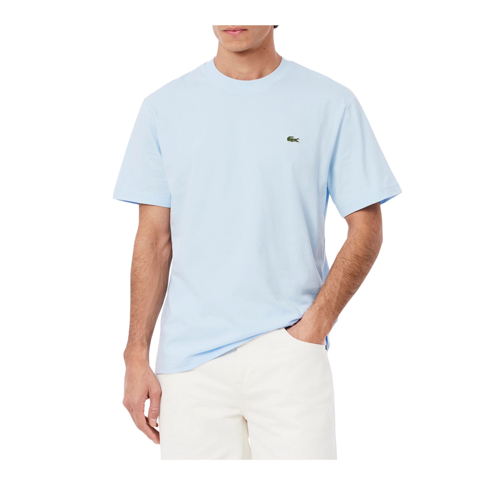 T-shirt Uomo Celeste,  in cotone, con logo applicato sul petto