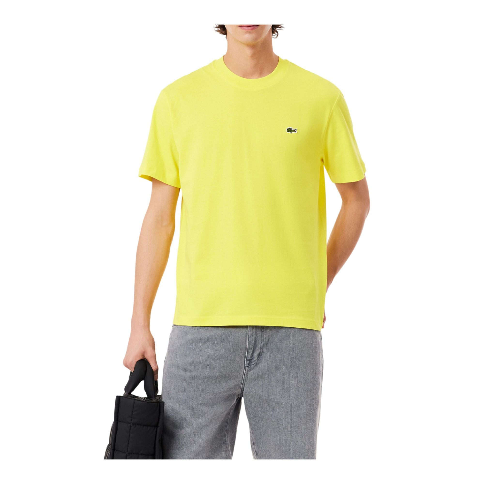 T-shirt Uomo in cotone Giallo, con logo applicato sul petto e girocollo