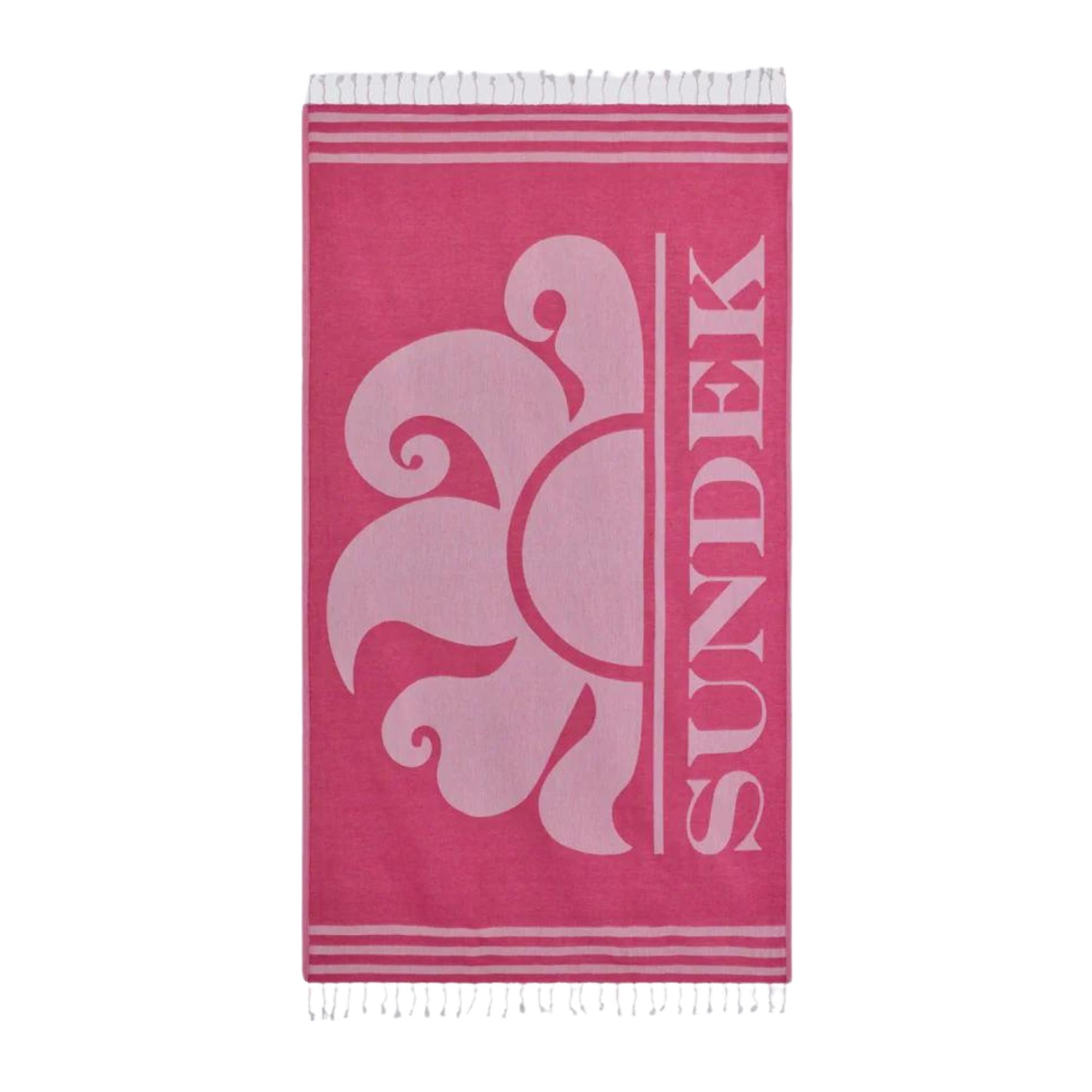 Telo Mare Unisex Fucsia con maxi logo a contrasto e frange