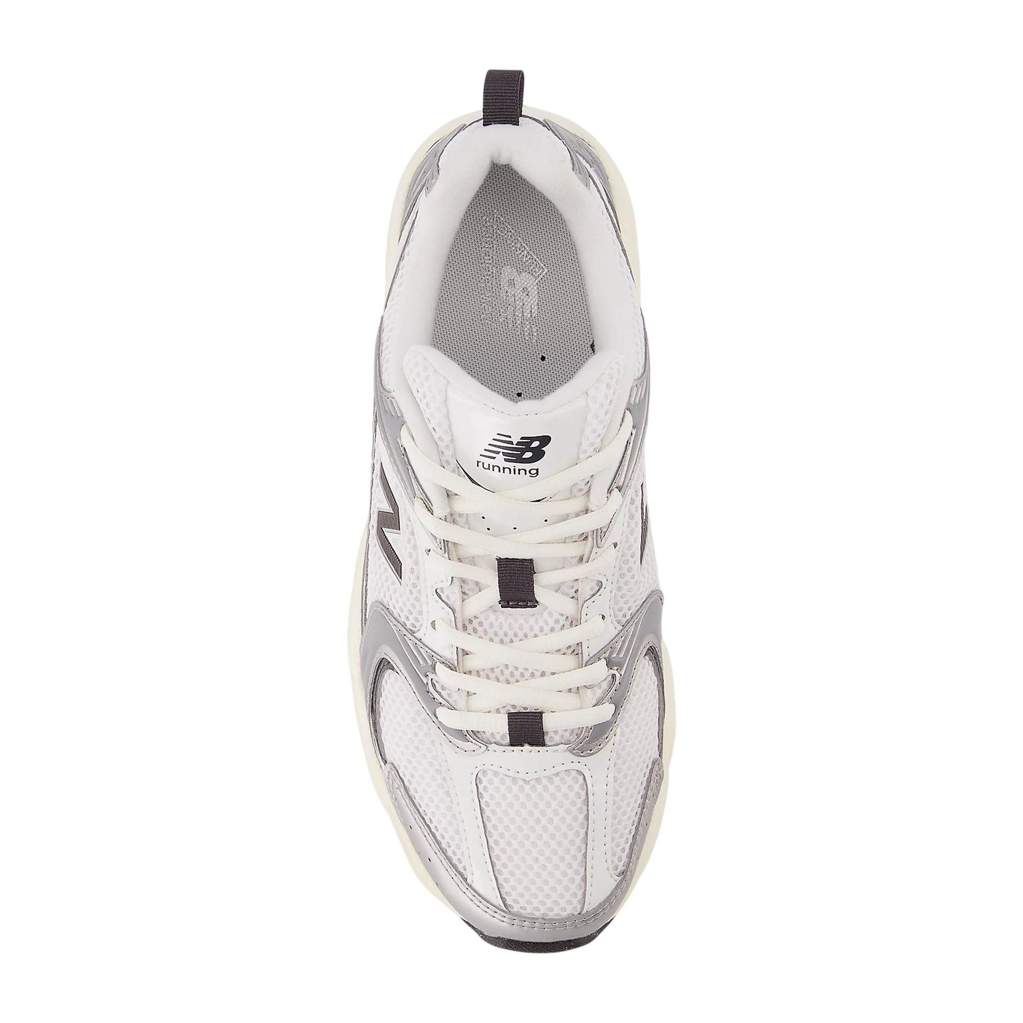 Sneakers Donna 530 Bianco/Nere, con inserti traspiranti e logo laterale