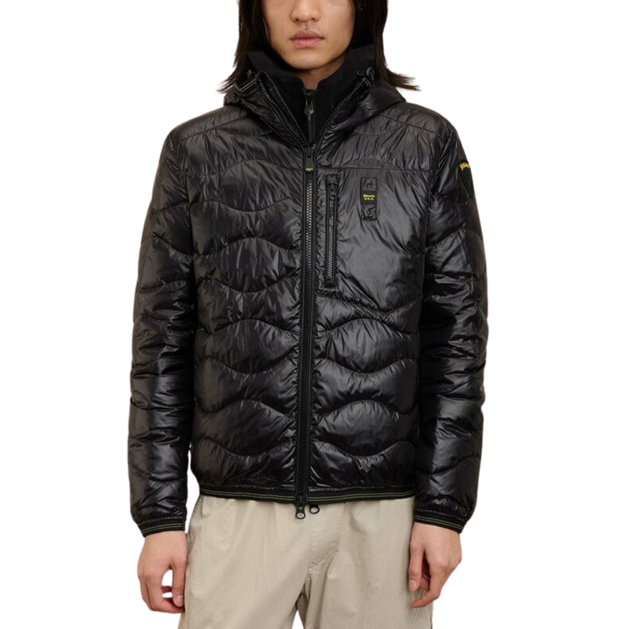 Piumino Uomo corto Wave Nero modello frontale