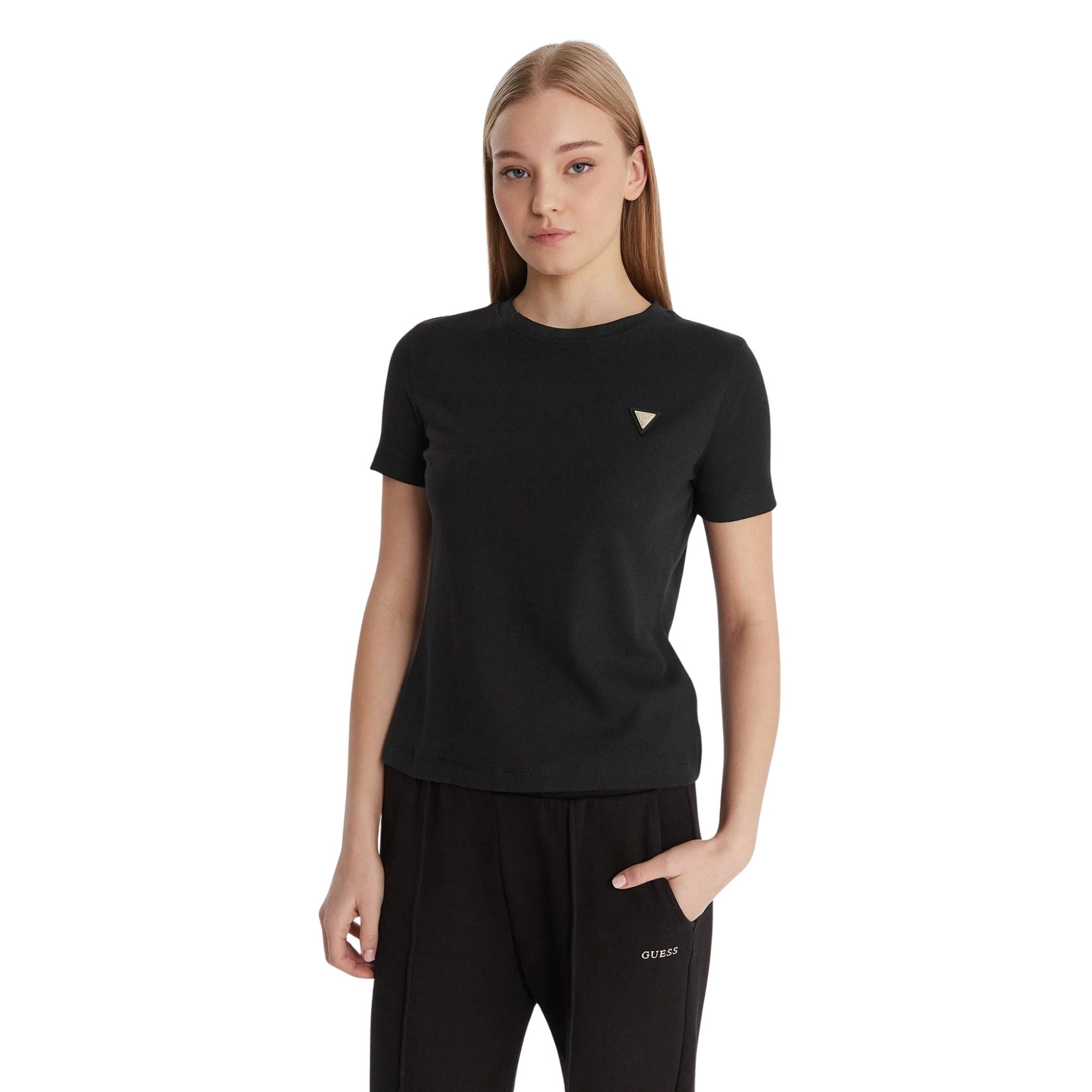 T-shirt Nera Donna con mini logo