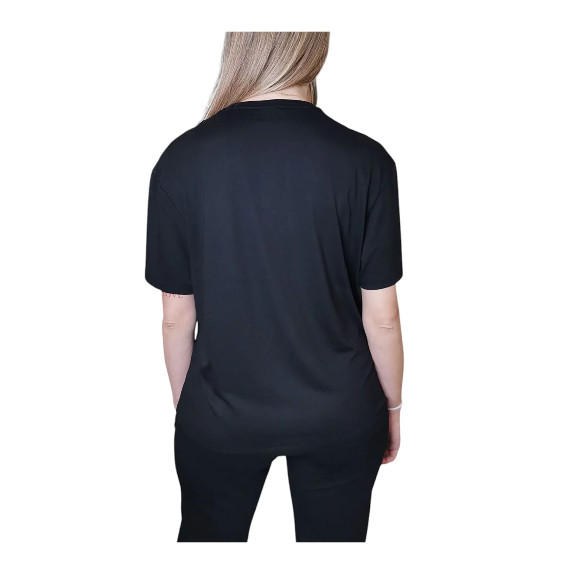 T-shirt Basic Nera da donna con logo mini modella retro