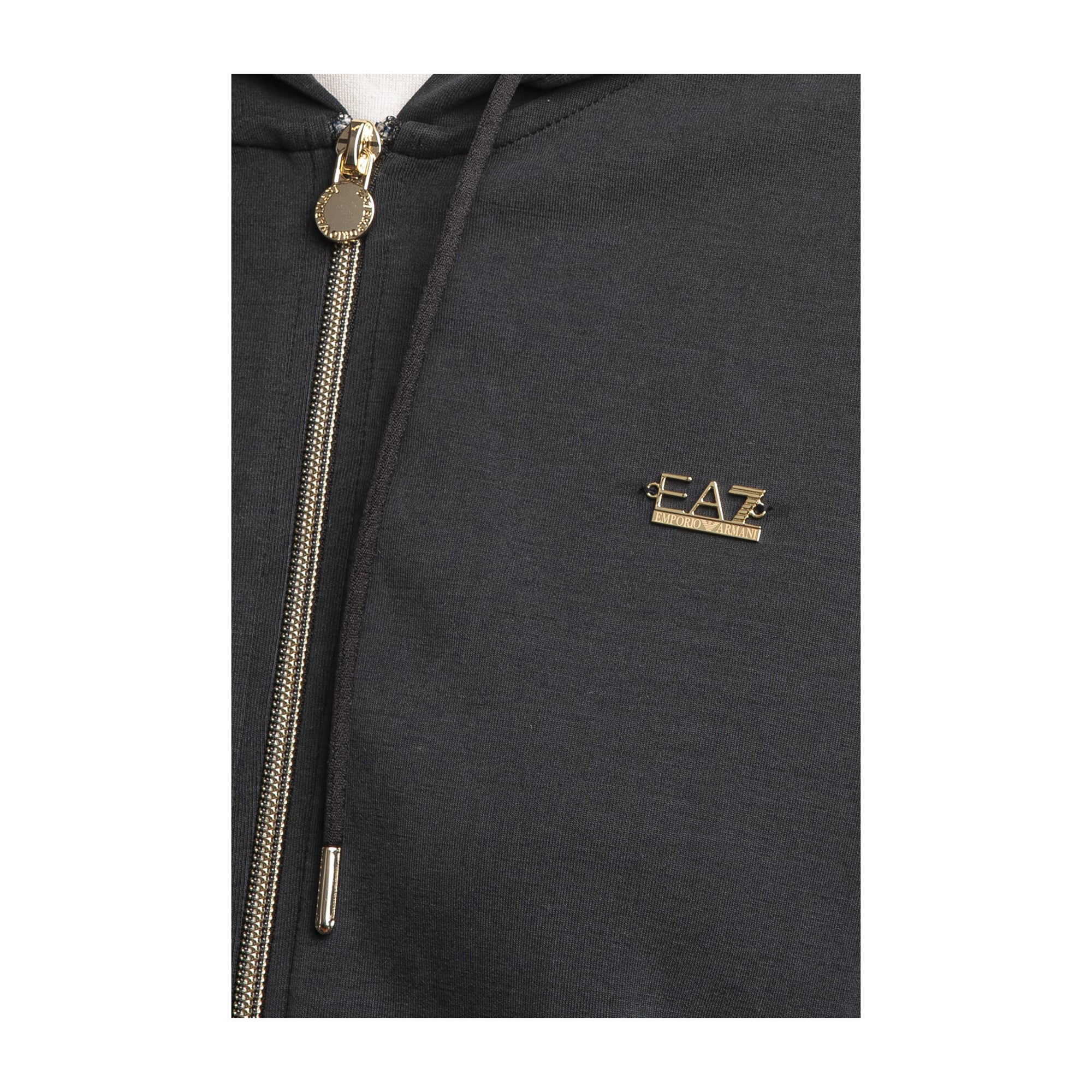 Felpa Donna con zip frontale, cappuccio e logo metallico sul petto