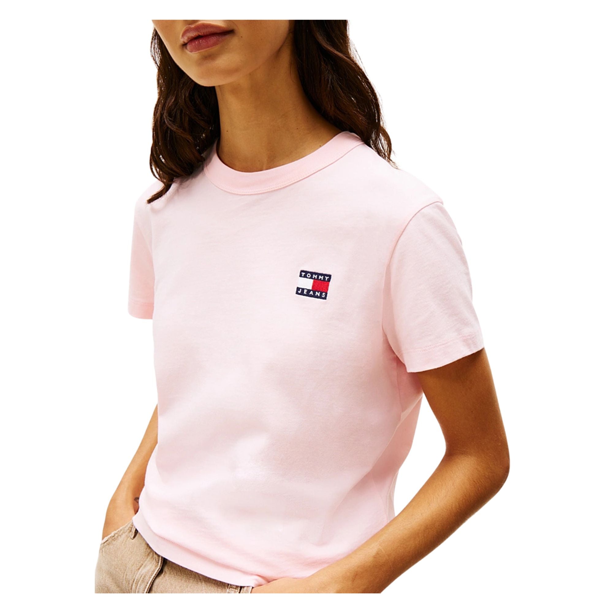 T-shirt Donna in puro cotone elasticizzato, con iconico logo e maniche corte