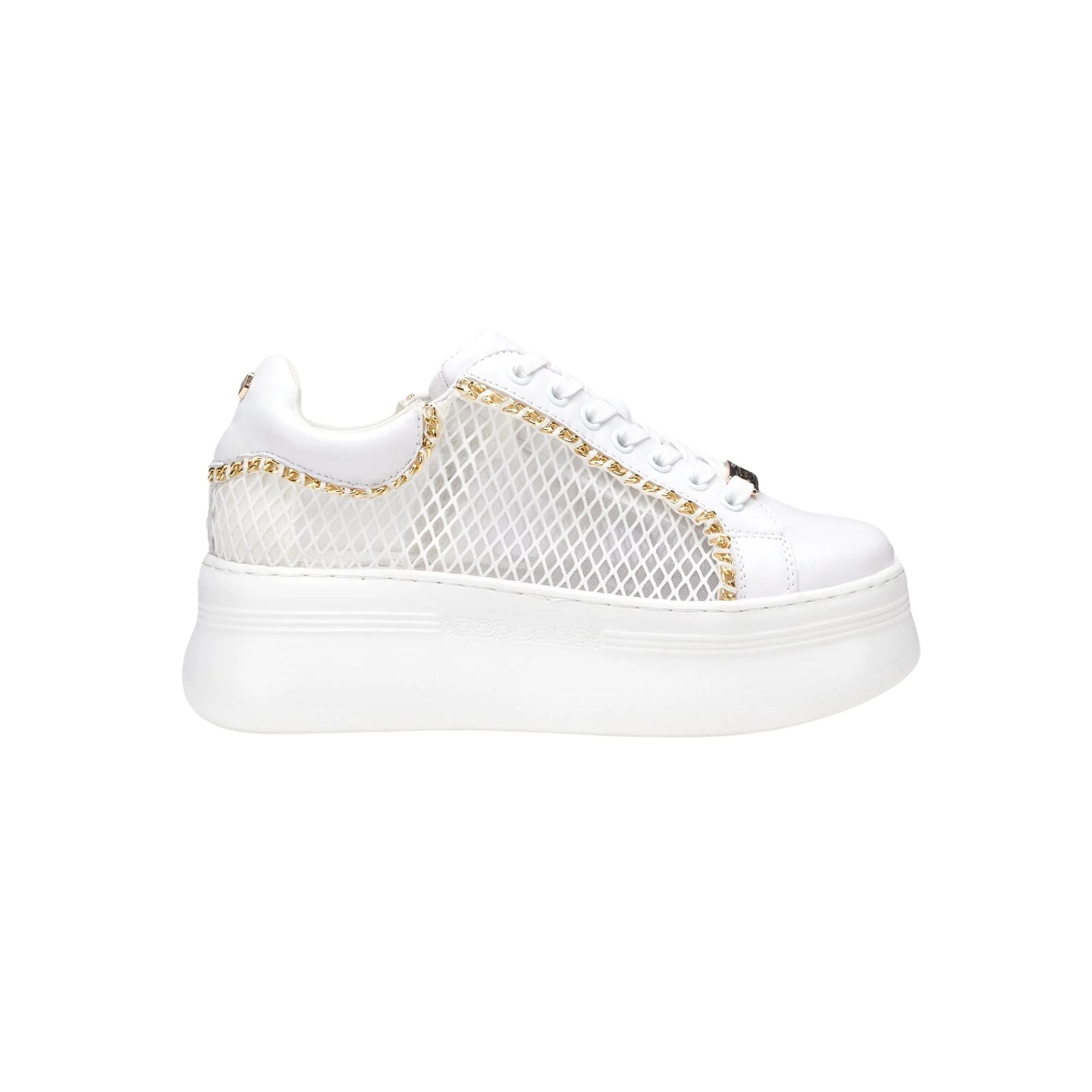 Sneakers Donna con catena dorata decorativa e suola platform