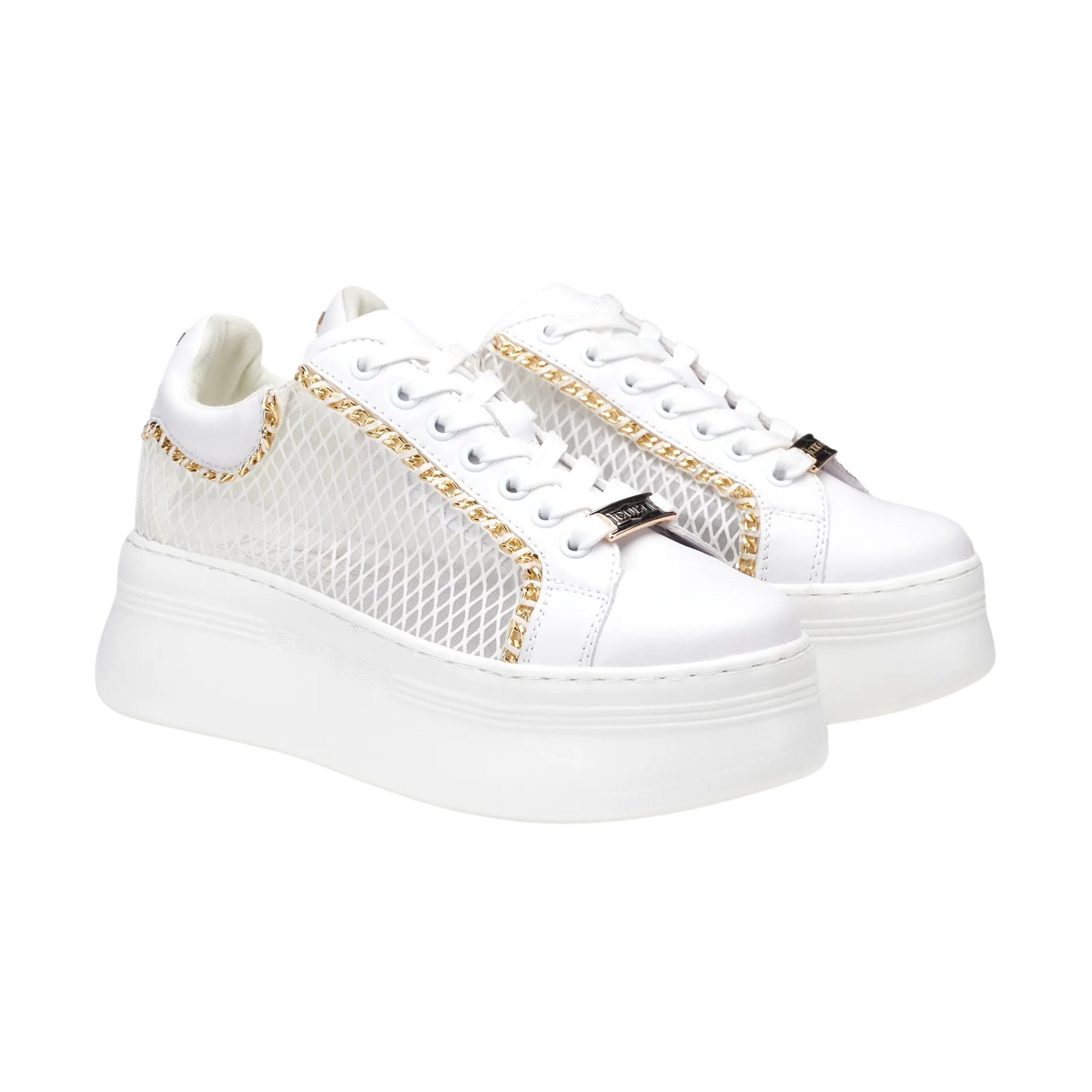 Sneakers Donna con catena dorata decorativa e suola platform