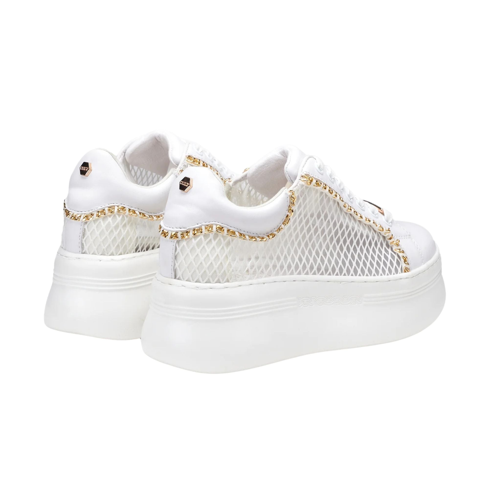 Sneakers Donna con catena dorata decorativa e suola platform